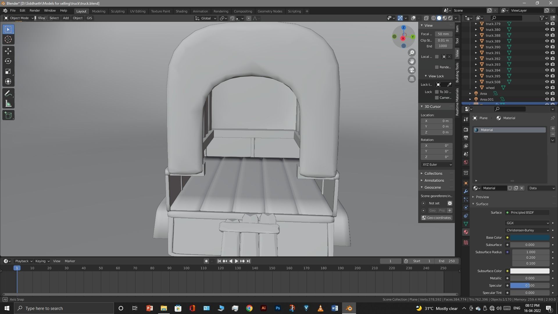 Truck old with canvas cover 3D model_37