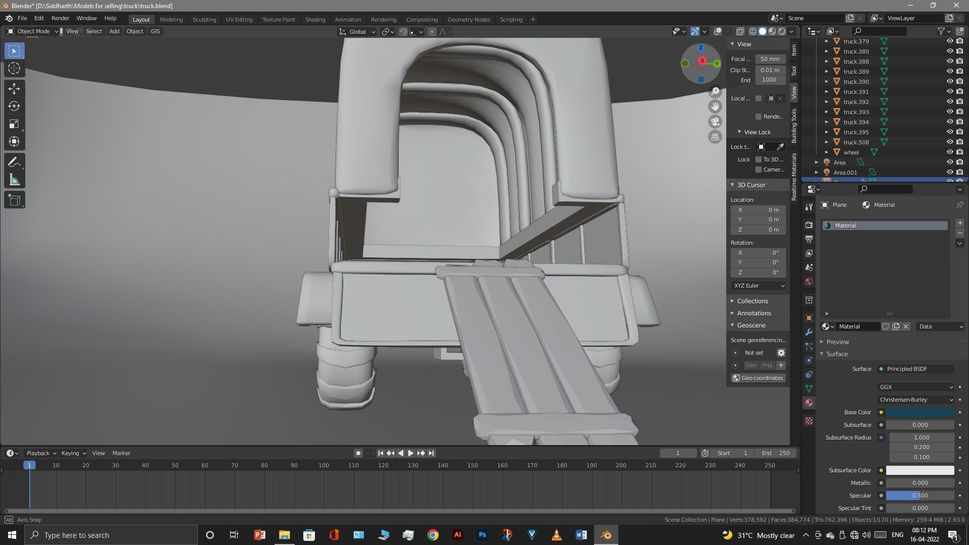 Truck old with canvas cover 3D model_35