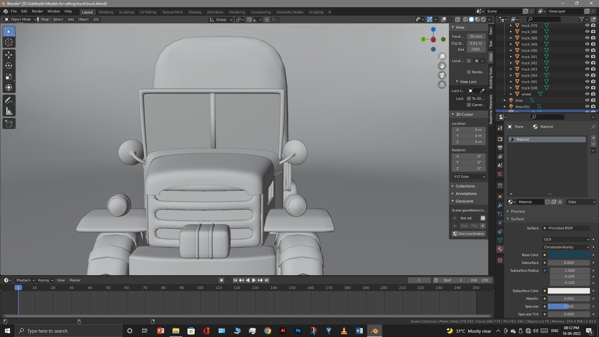 Truck old with canvas cover 3D model_48