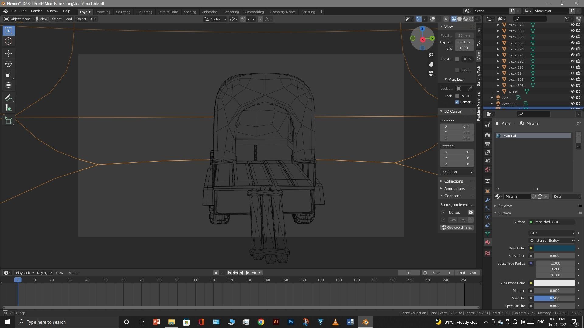 Truck old with canvas cover 3D model_66
