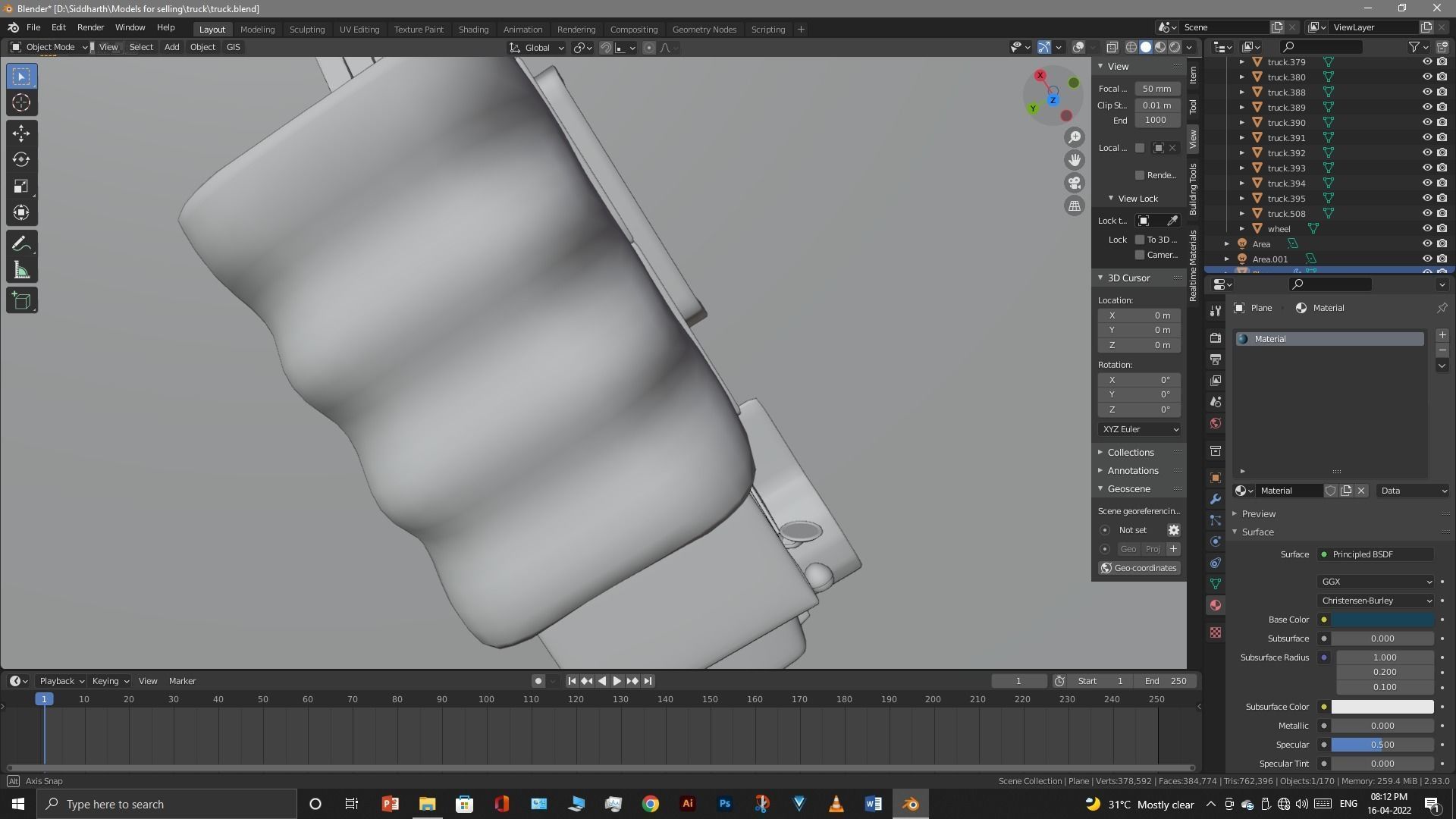 Truck old with canvas cover 3D model_52