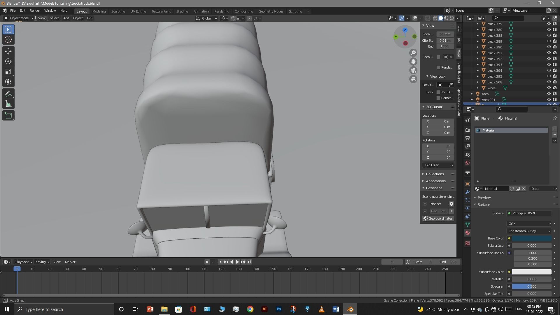 Truck old with canvas cover 3D model_53