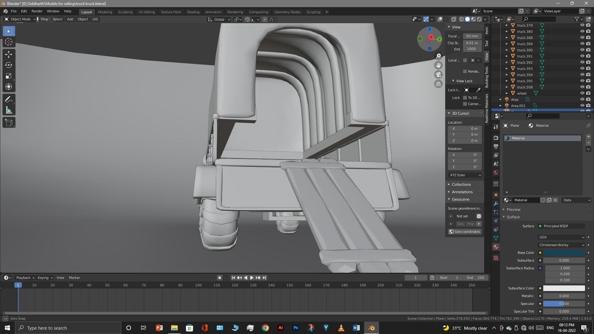 Truck old with canvas cover 3D model_34