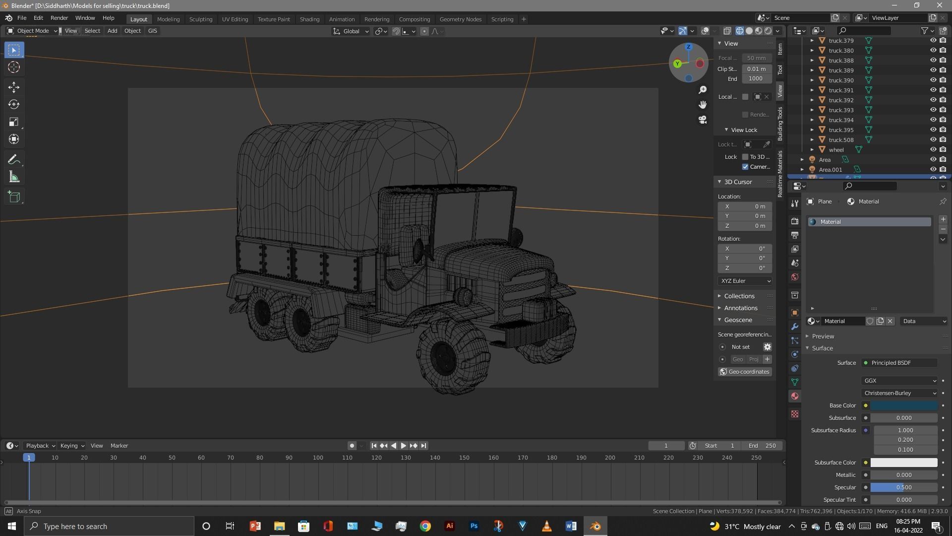 Truck old with canvas cover 3D model_91