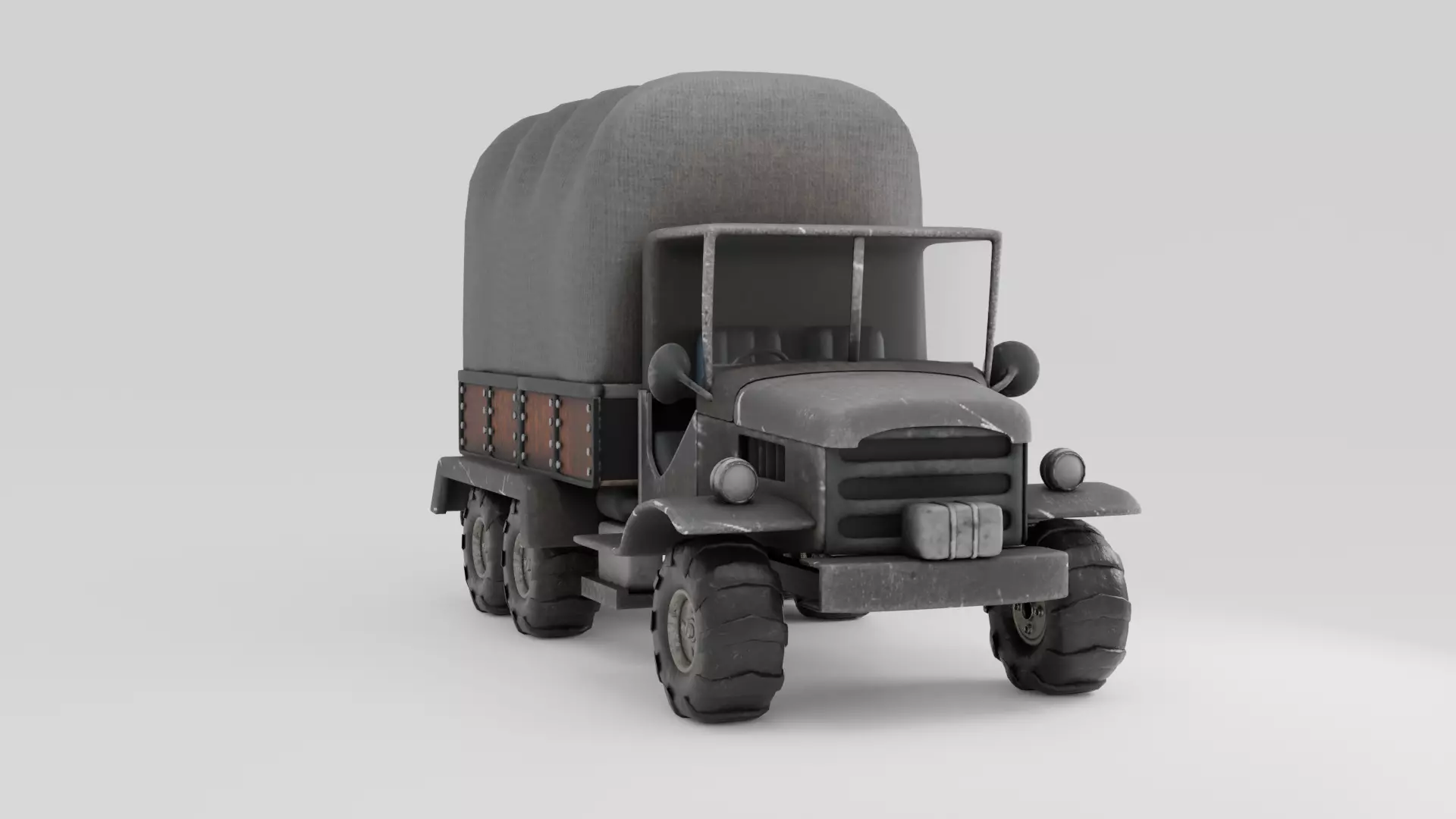 Truck old with canvas cover 3D model_0