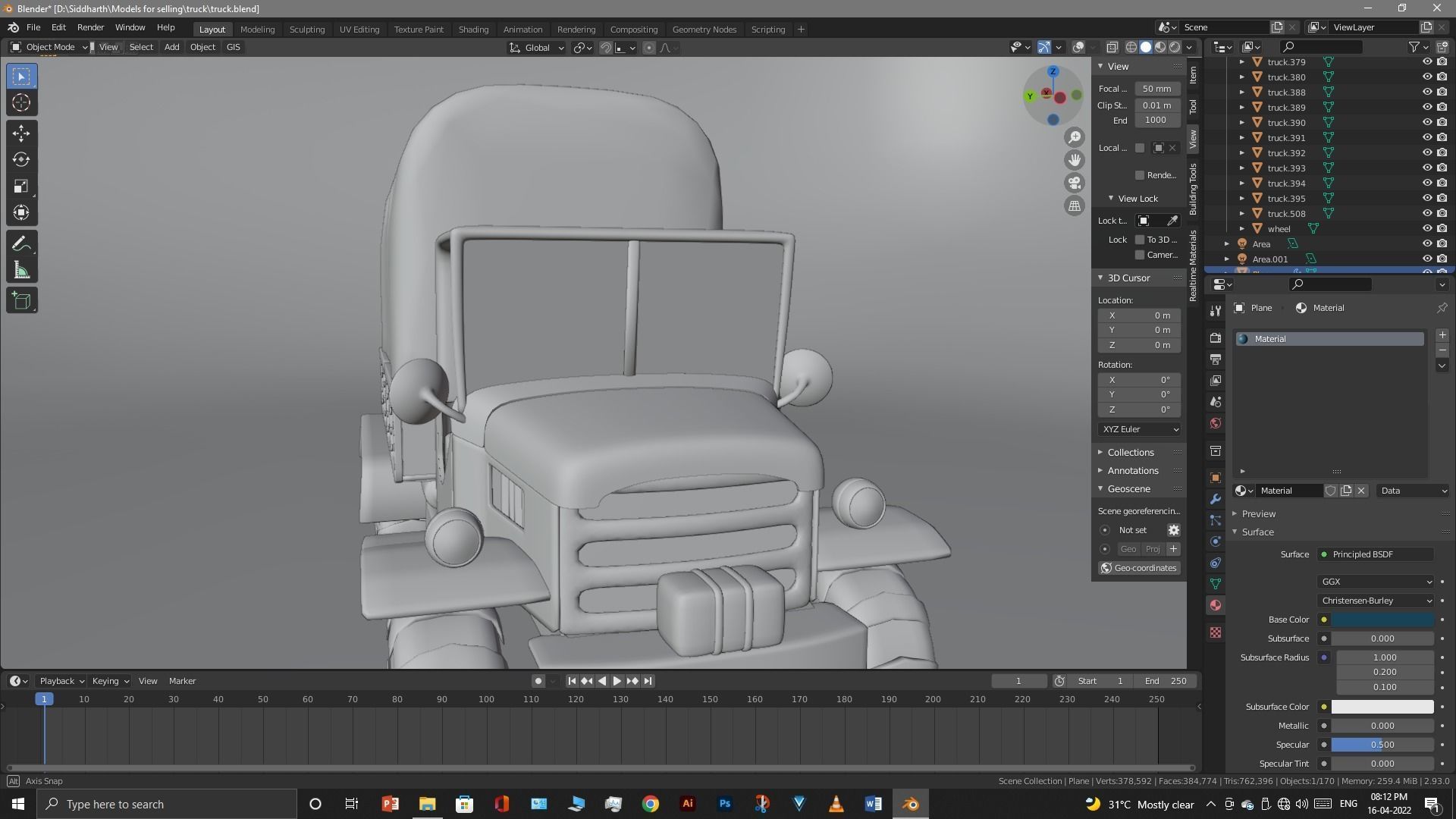Truck old with canvas cover 3D model_85