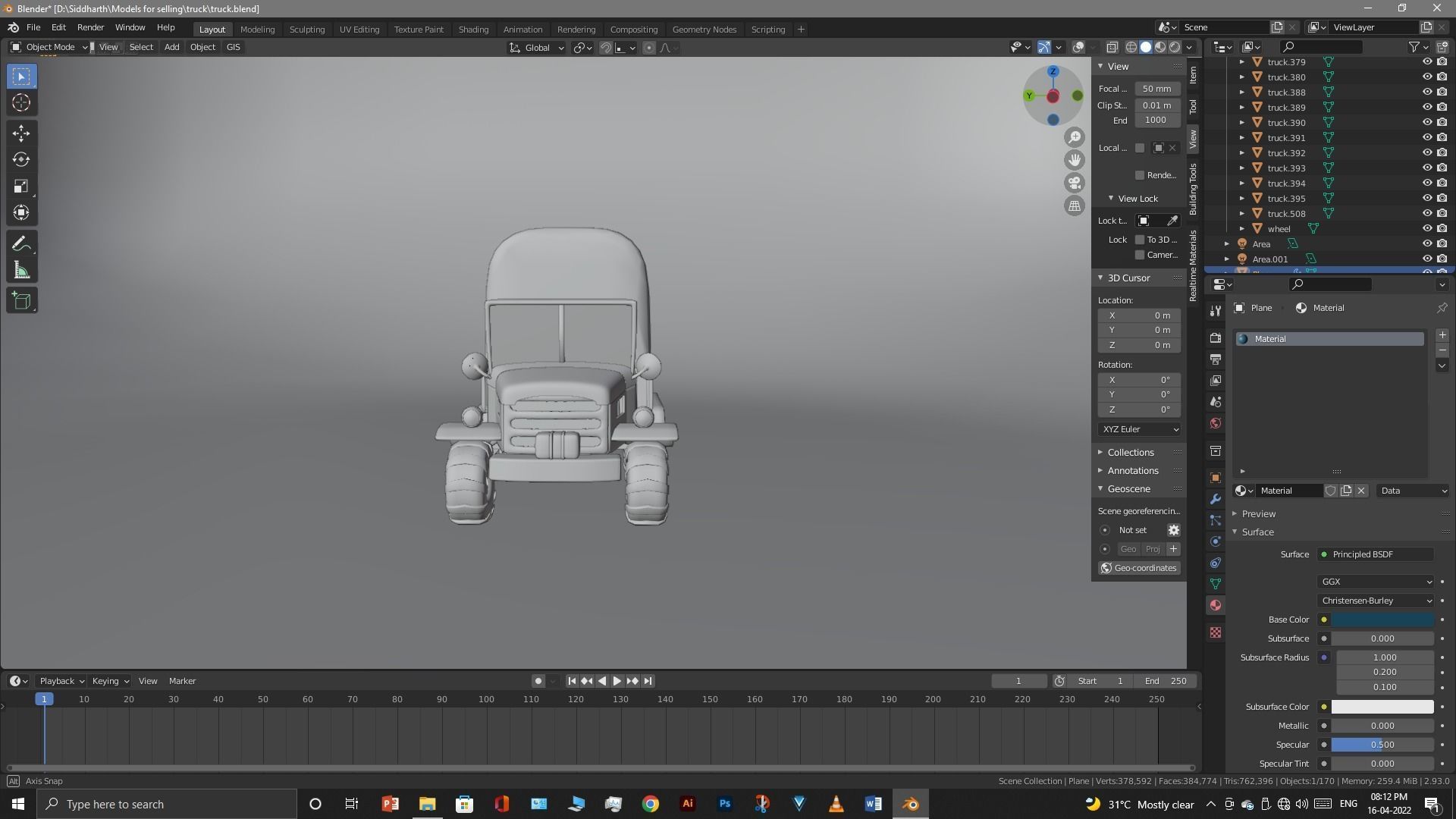 Truck old with canvas cover 3D model_46