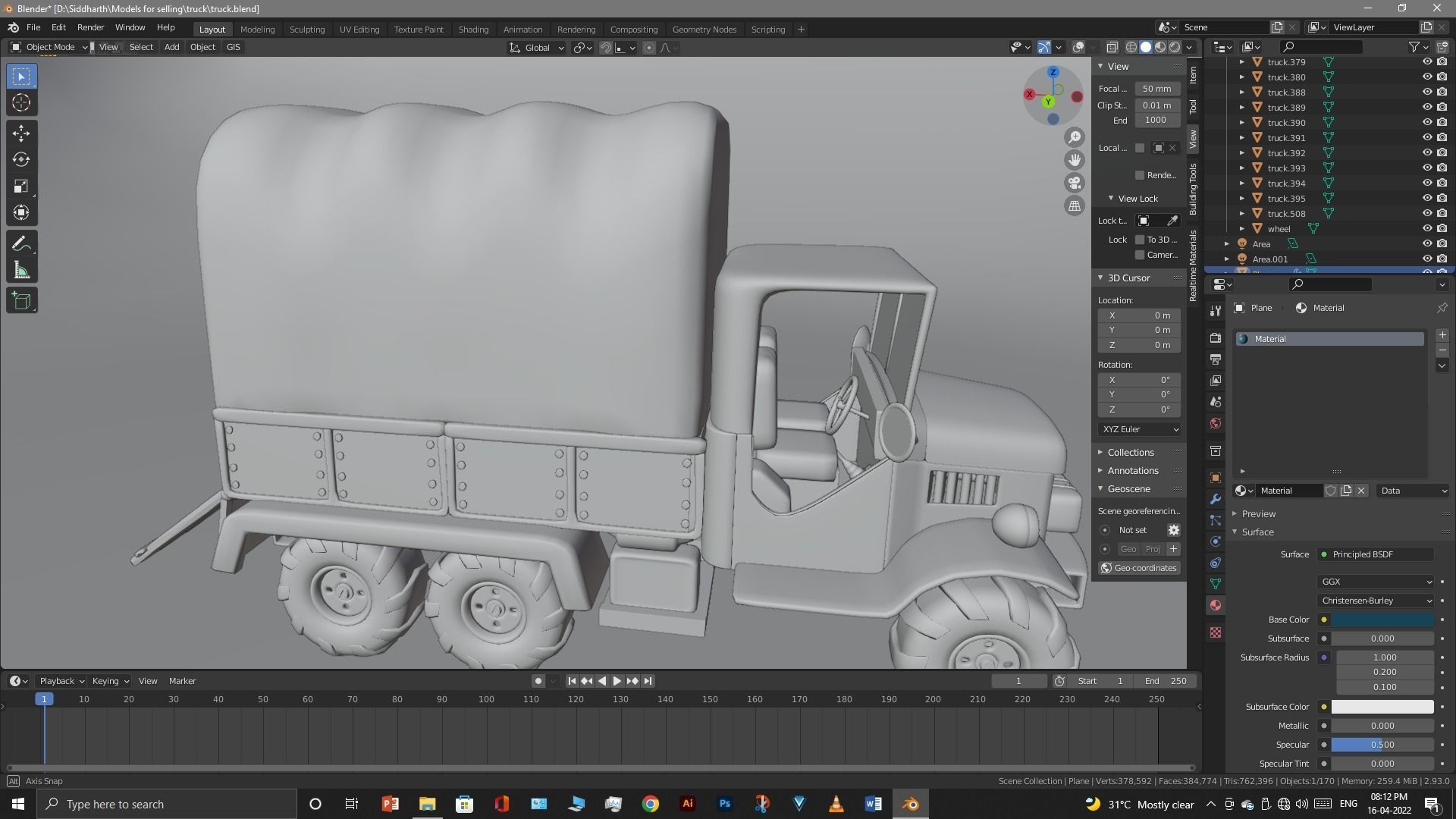 Truck old with canvas cover 3D model_70