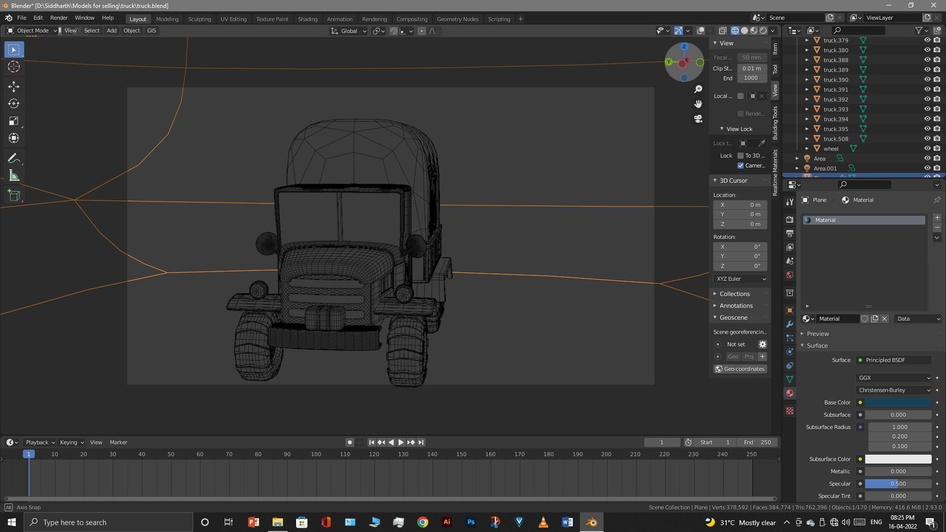 Truck old with canvas cover 3D model_90