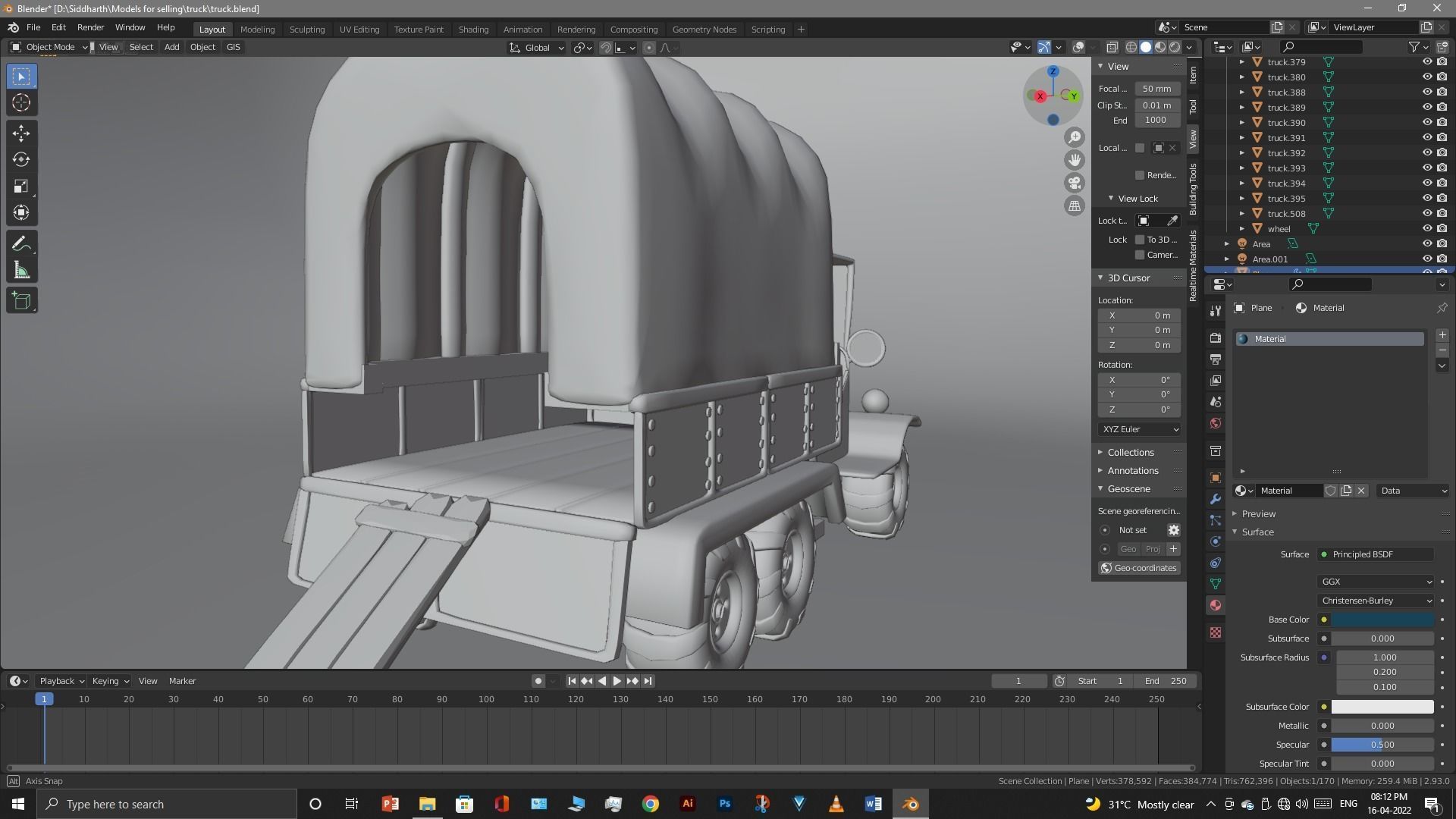 Truck old with canvas cover 3D model_68