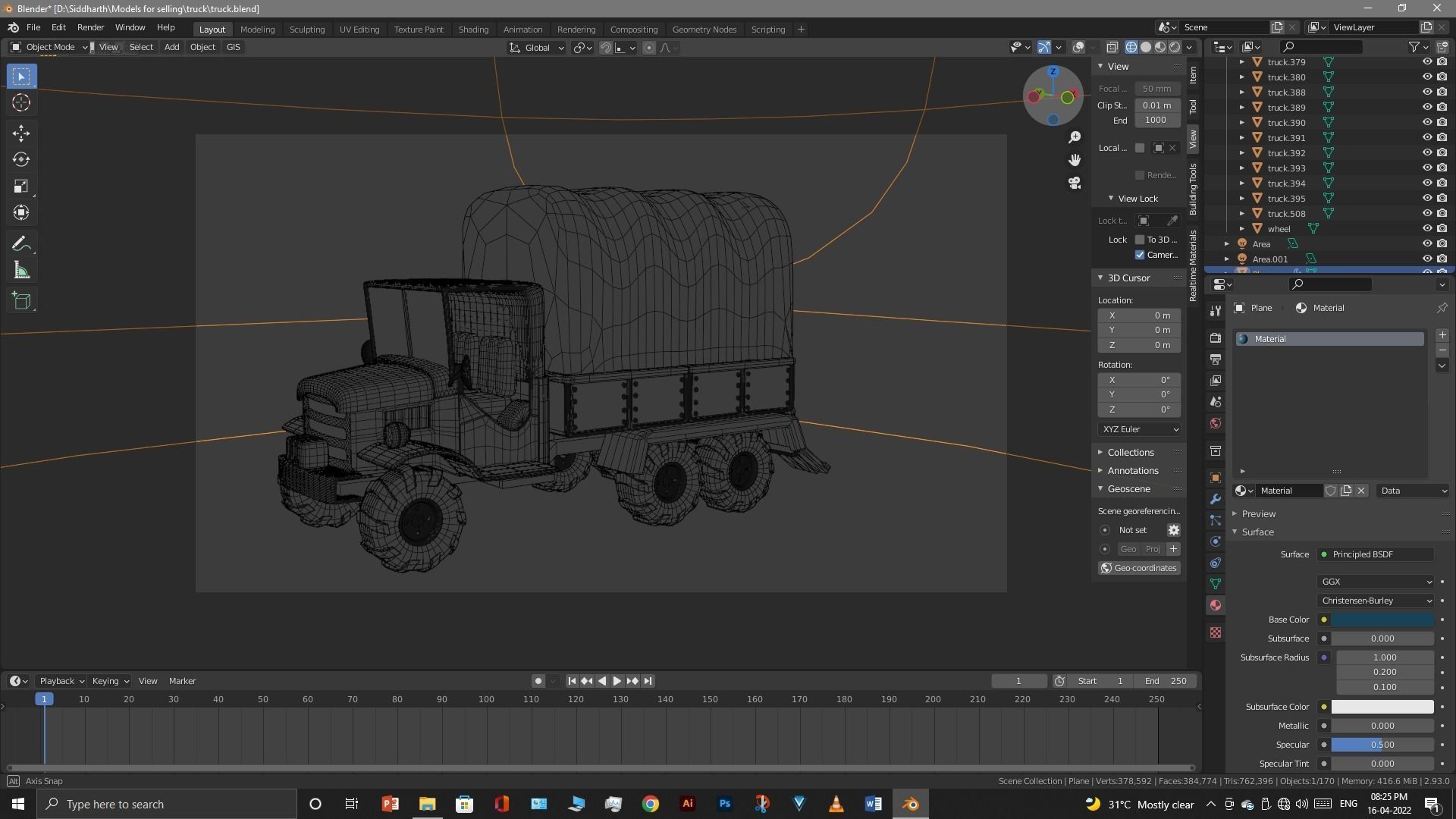 Truck old with canvas cover 3D model_111