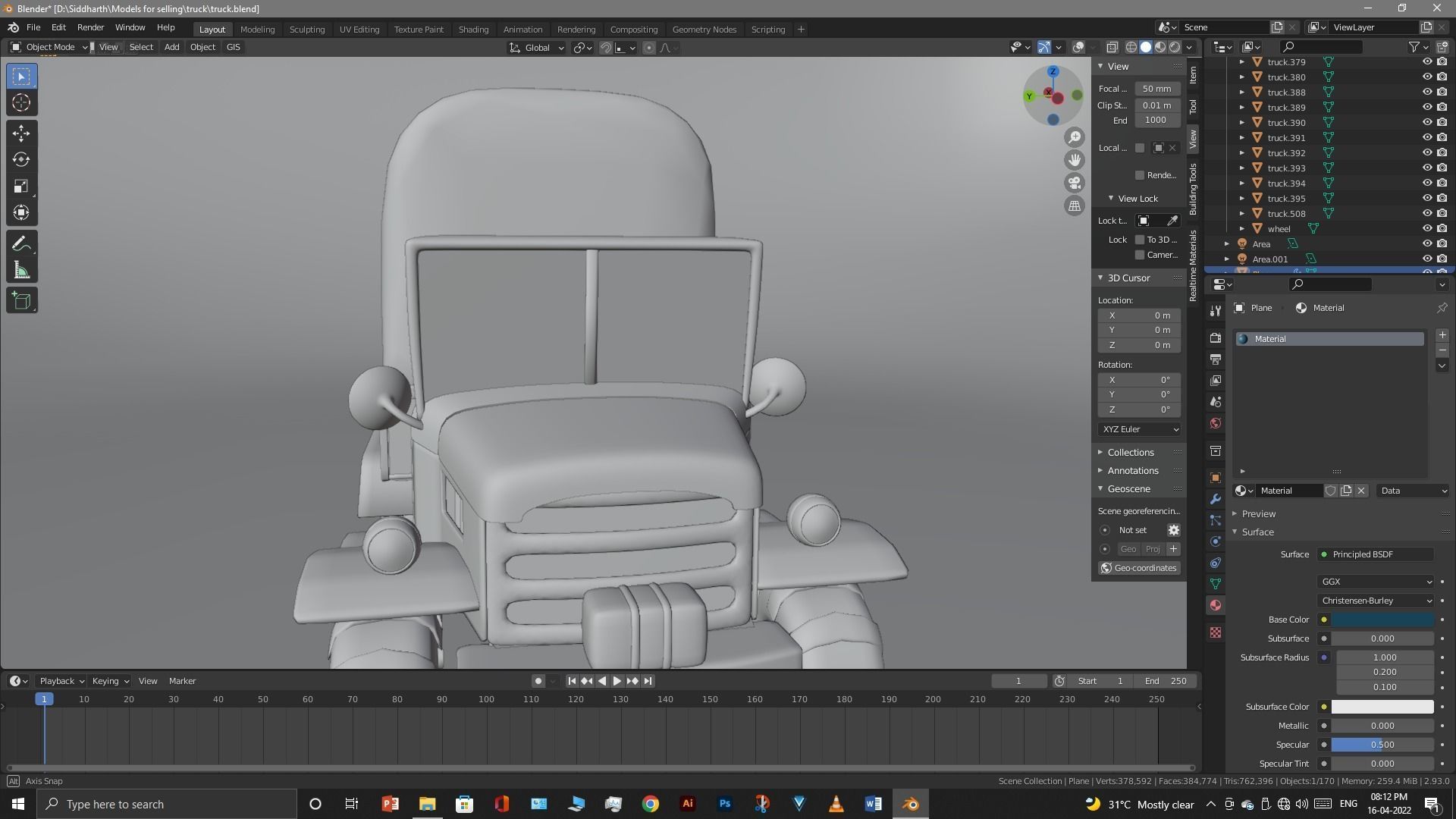 Truck old with canvas cover 3D model_80