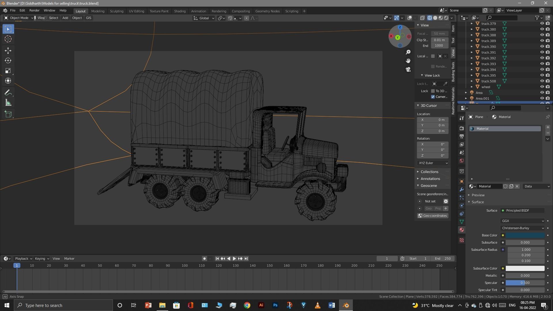 Truck old with canvas cover 3D model_106