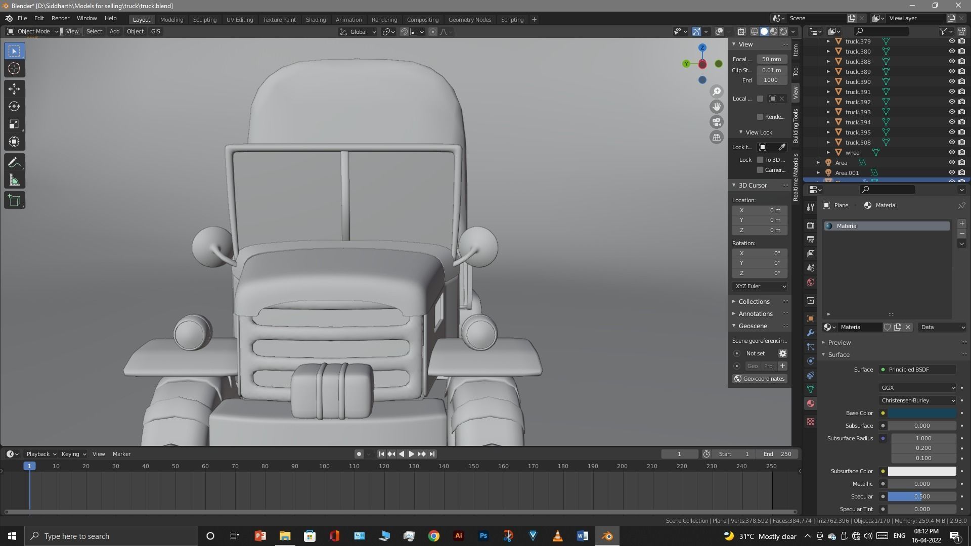 Truck old with canvas cover 3D model_43