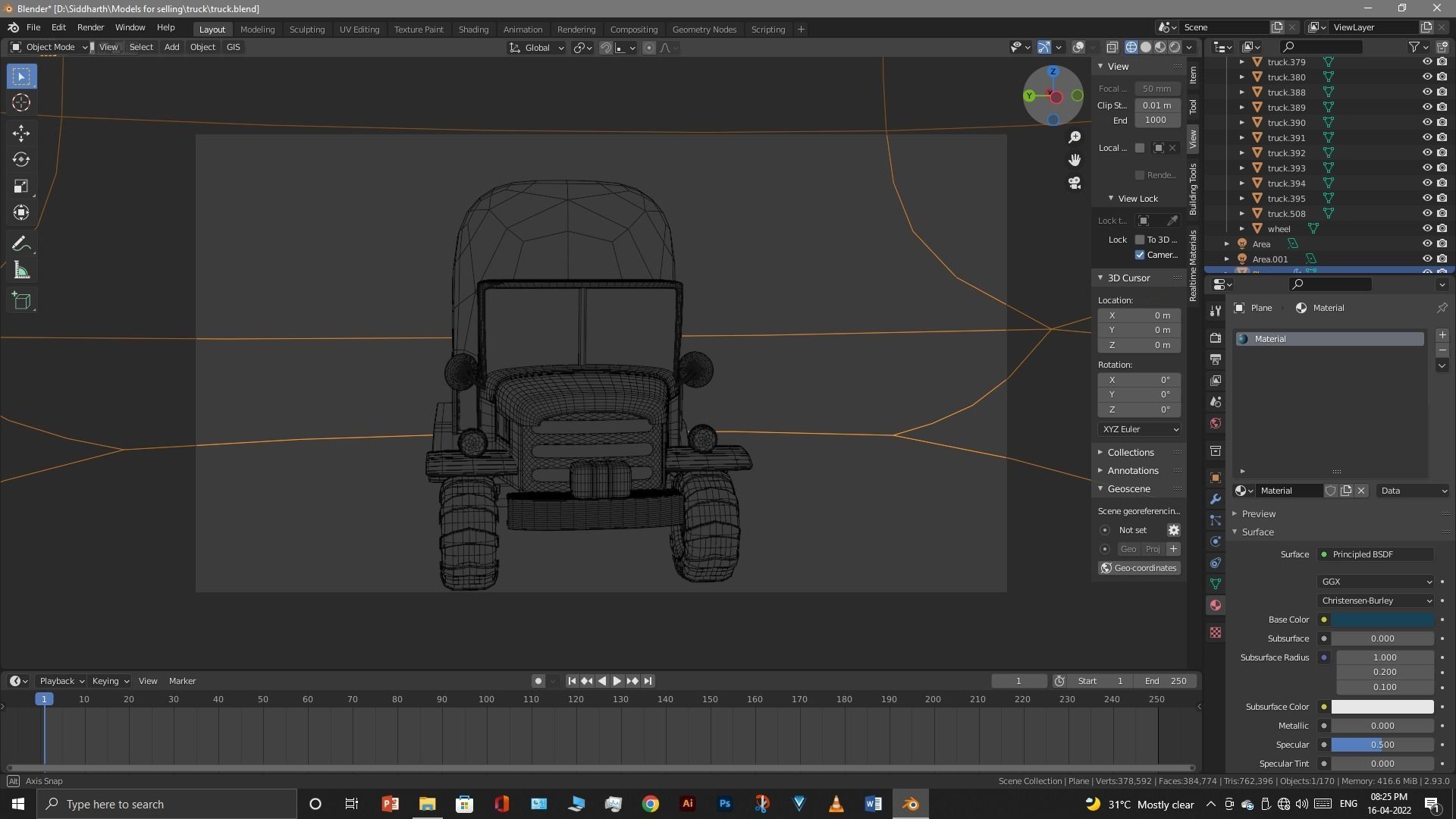 Truck old with canvas cover 3D model_92