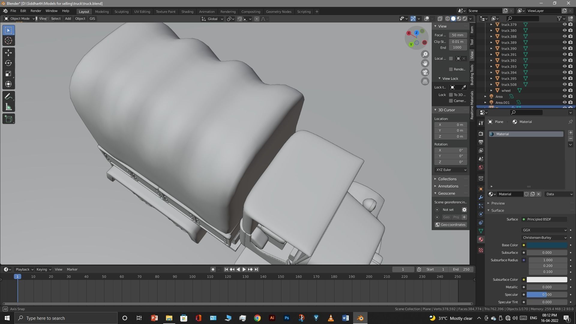 Truck old with canvas cover 3D model_57