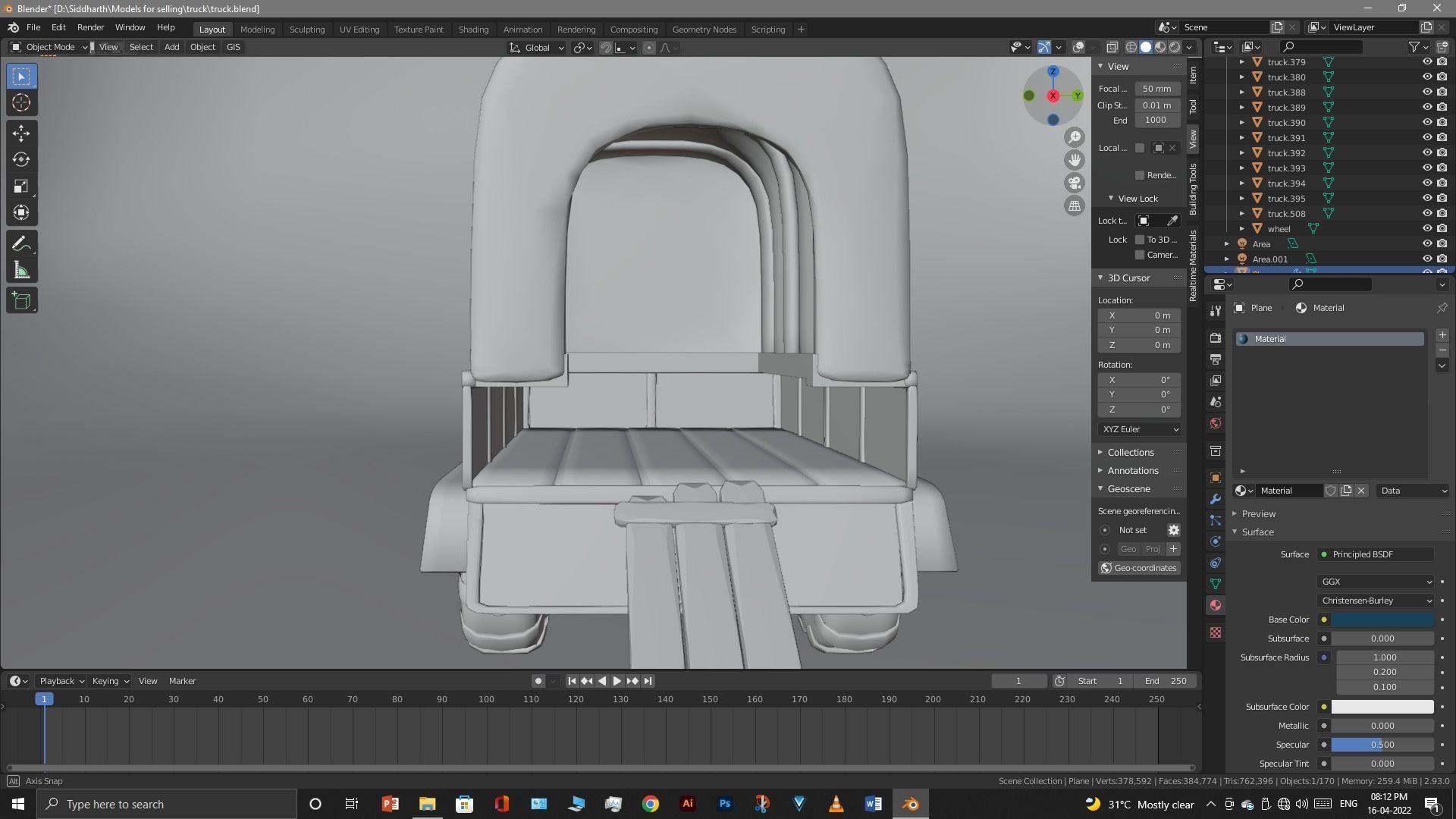 Truck old with canvas cover 3D model_54