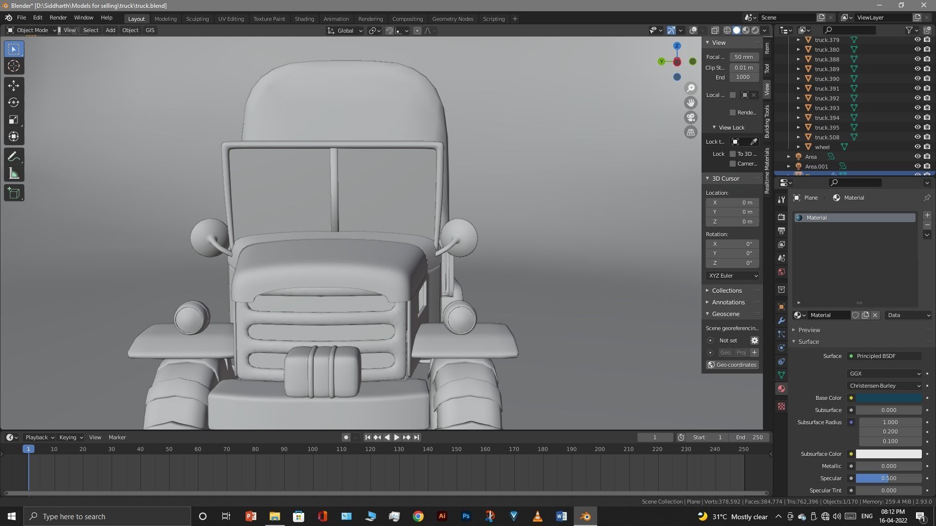 Truck old with canvas cover 3D model_45