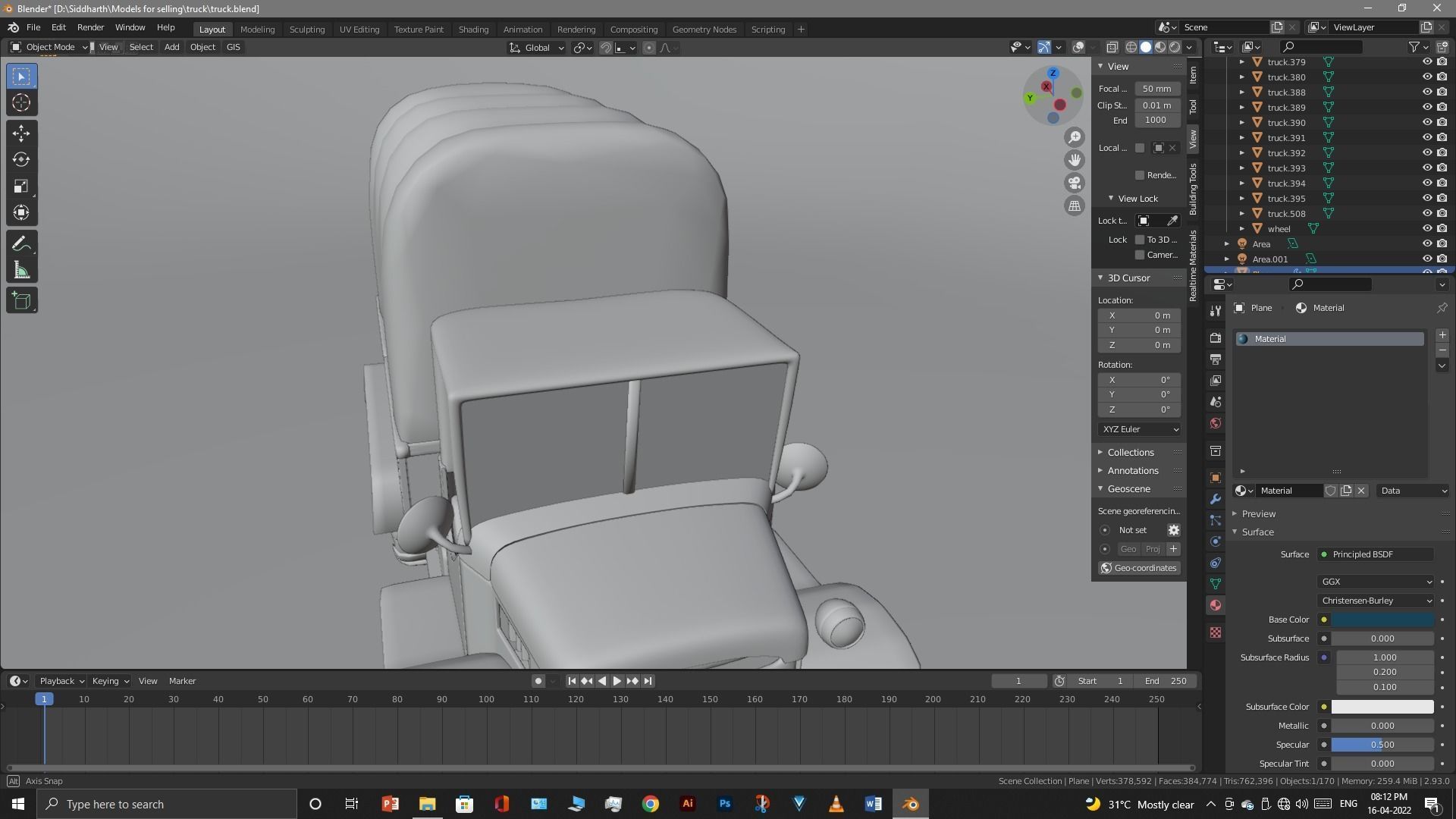 Truck old with canvas cover 3D model_79