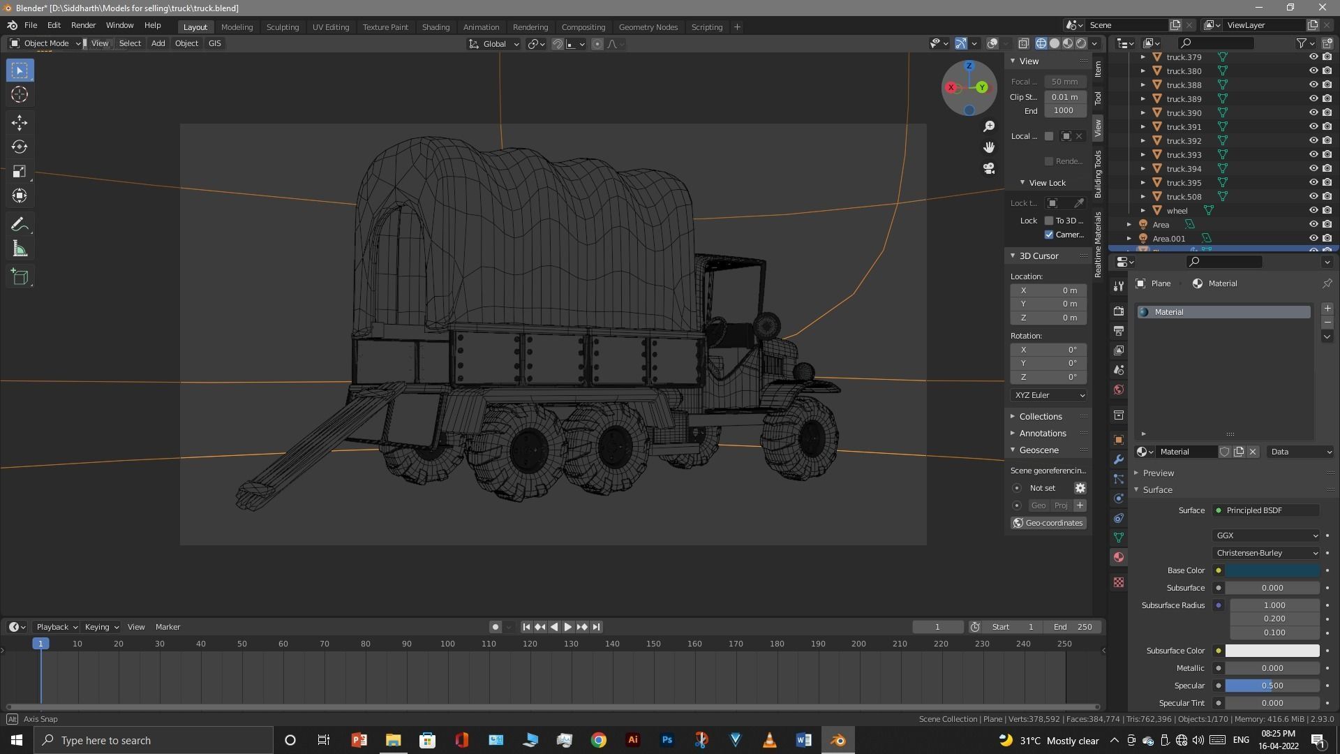 Truck old with canvas cover 3D model_102
