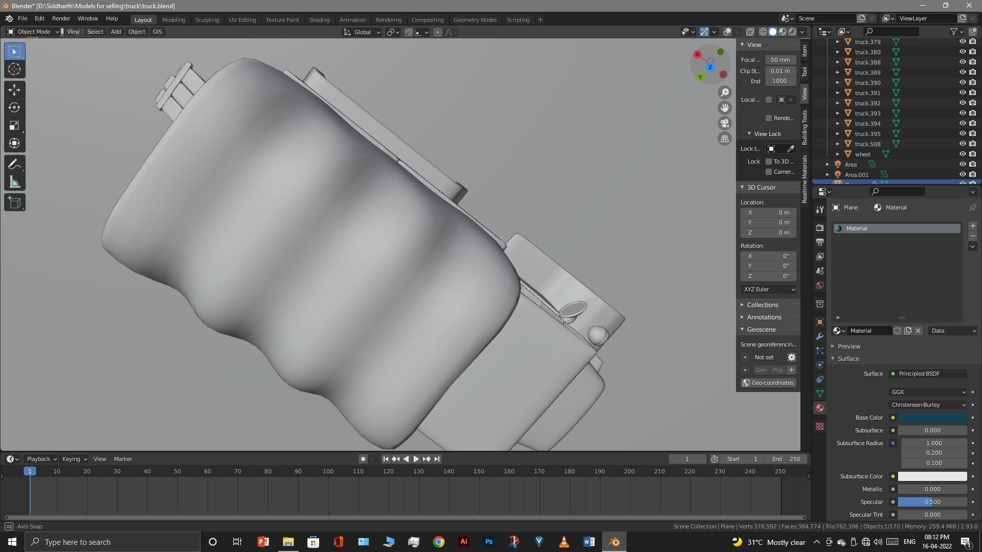 Truck old with canvas cover 3D model_50