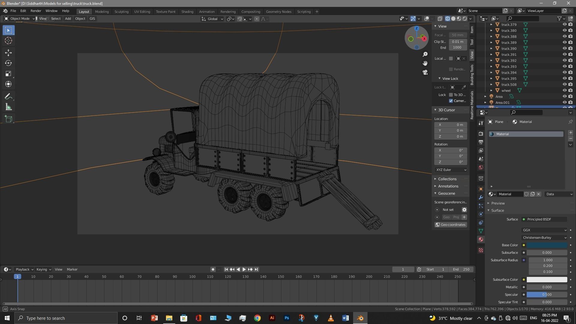 Truck old with canvas cover 3D model_105