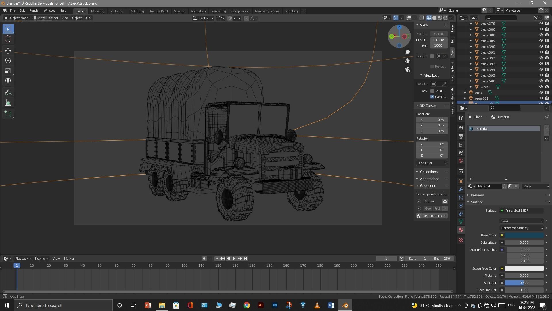 Truck old with canvas cover 3D model_96