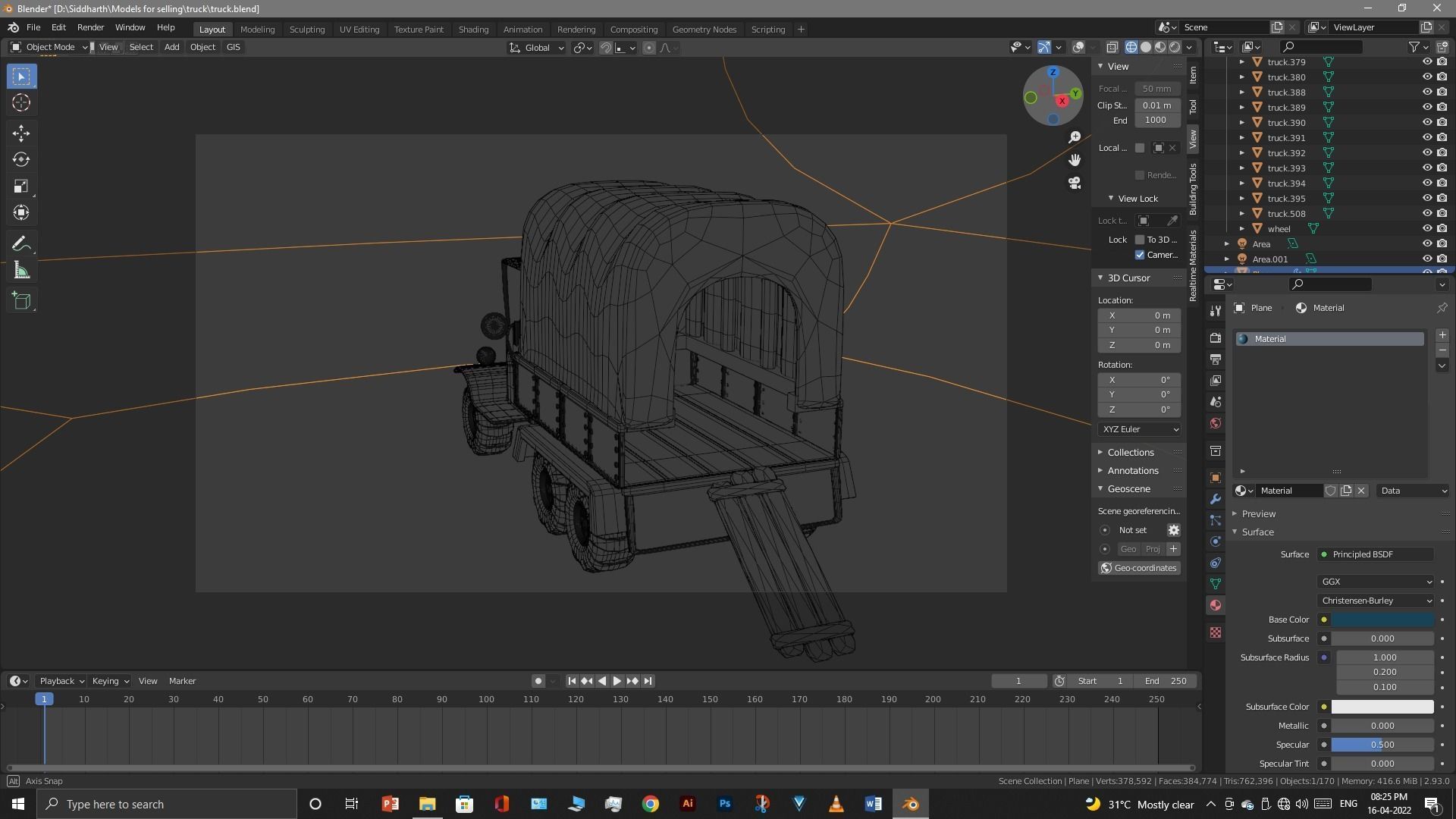 Truck old with canvas cover 3D model_65