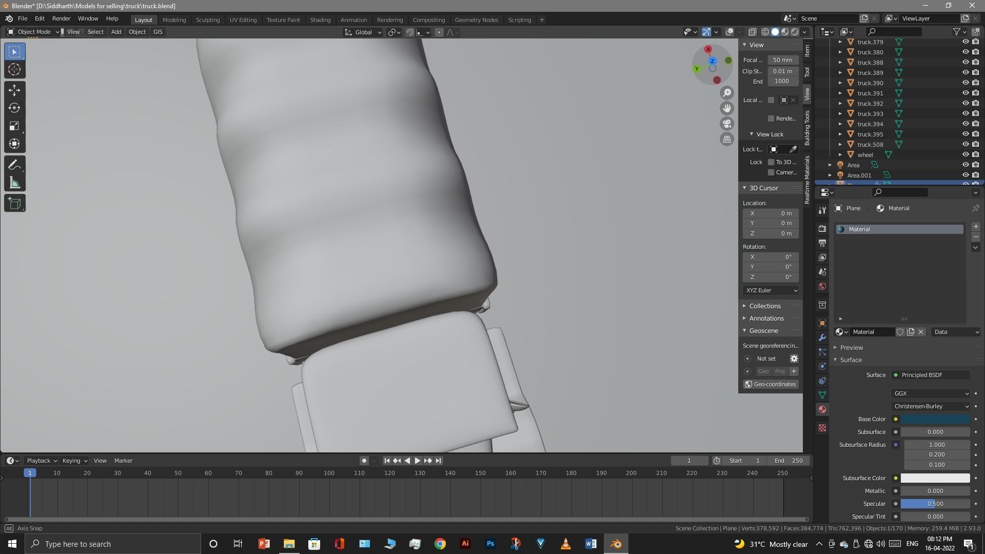 Truck old with canvas cover 3D model_47