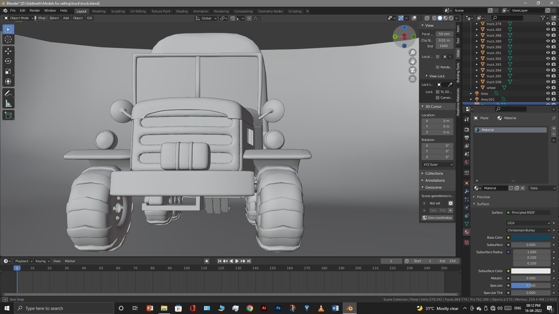 Truck old with canvas cover 3D model_31