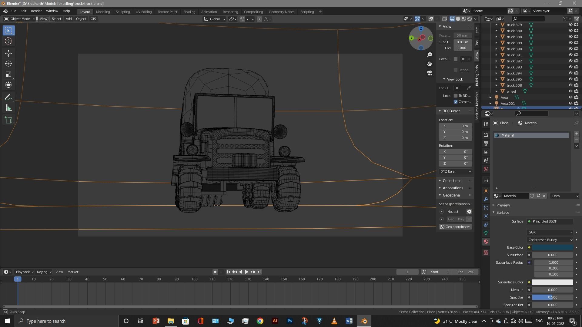 Truck old with canvas cover 3D model_108