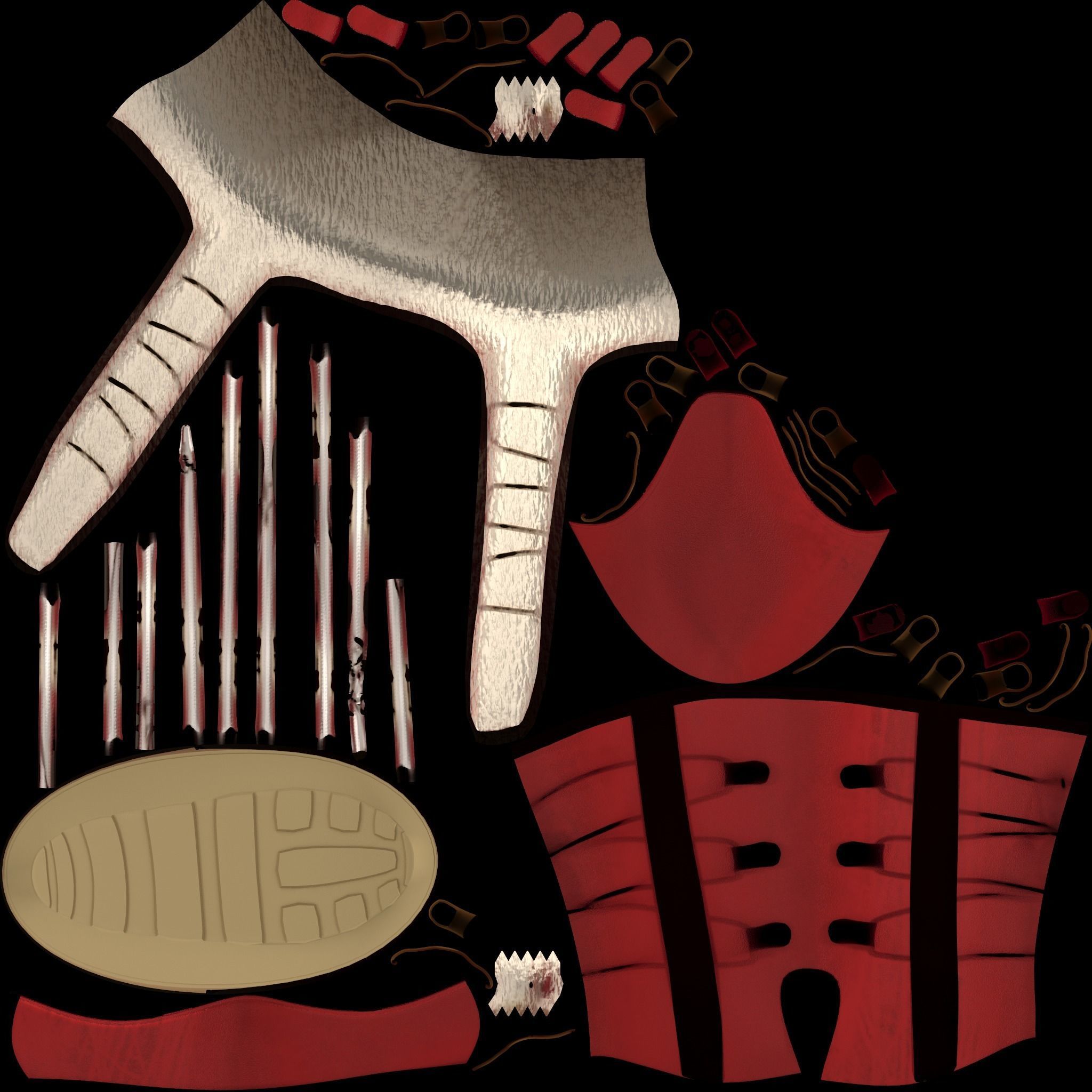 Womens Winter Lace Up Snow Boots With Fur Low-poly 3D model_9