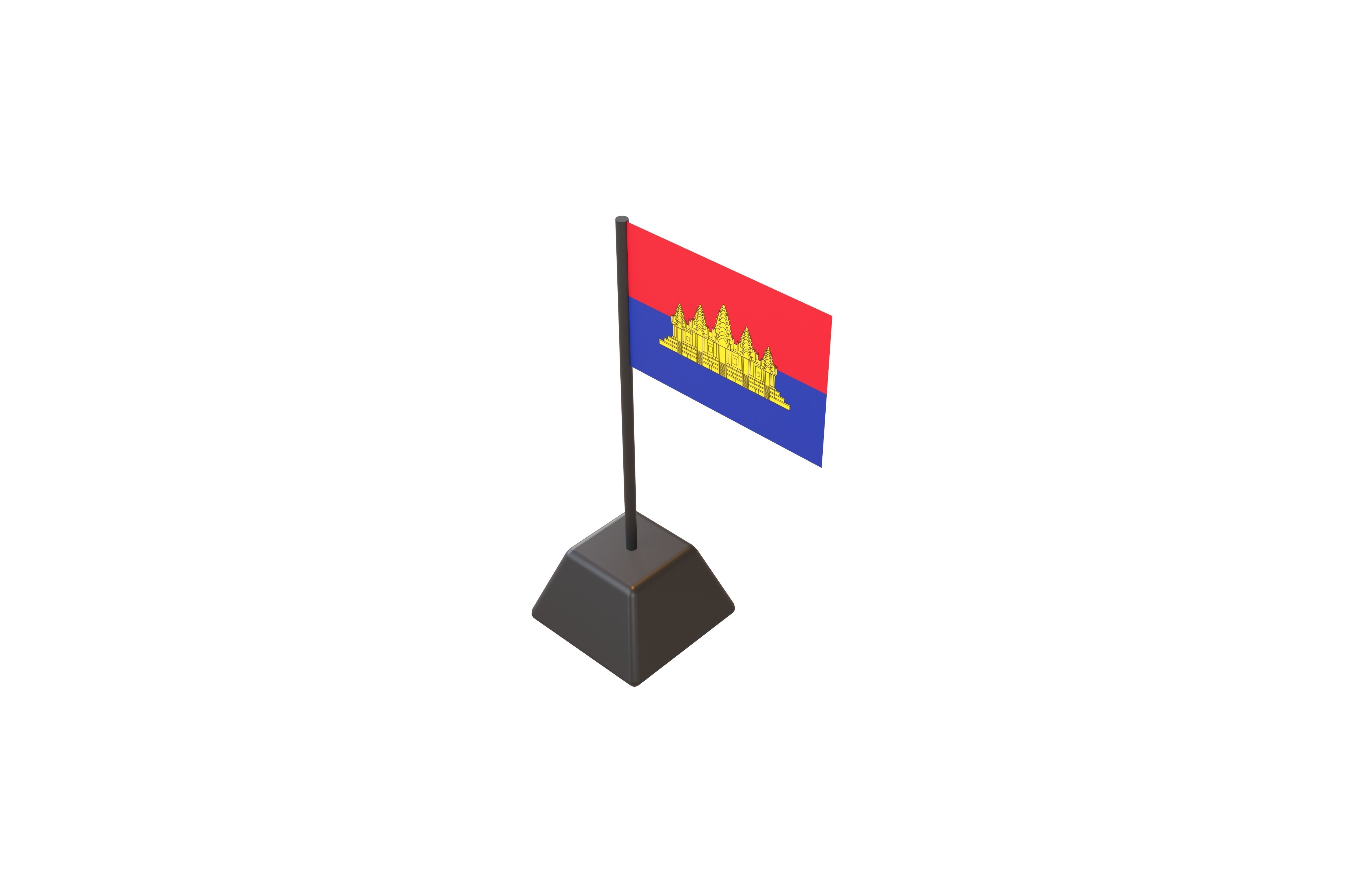Flag of the State of Cambodia v1 001 Low-poly 3D model_2