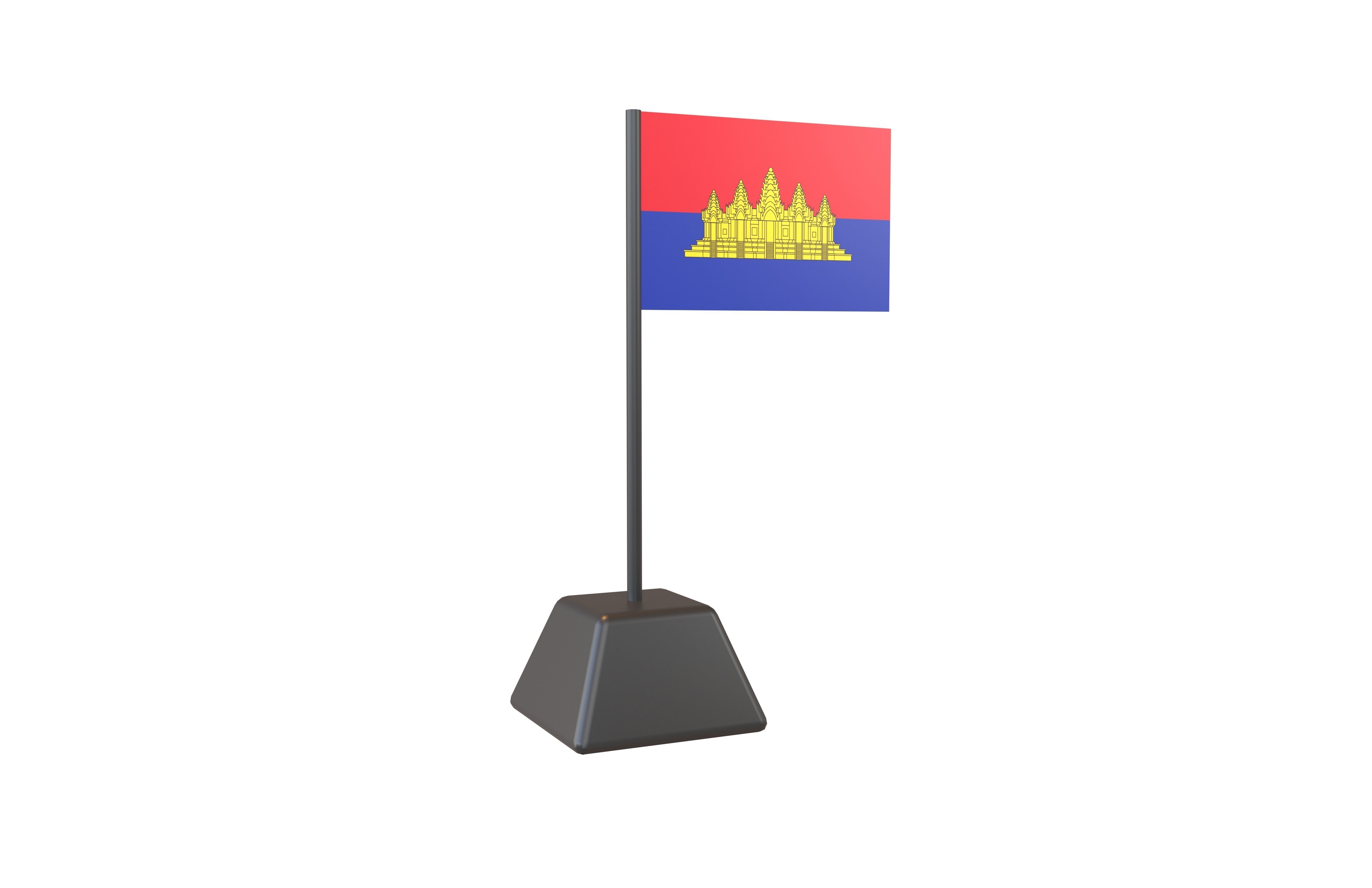 Flag of the State of Cambodia v1 001 Low-poly 3D model_1