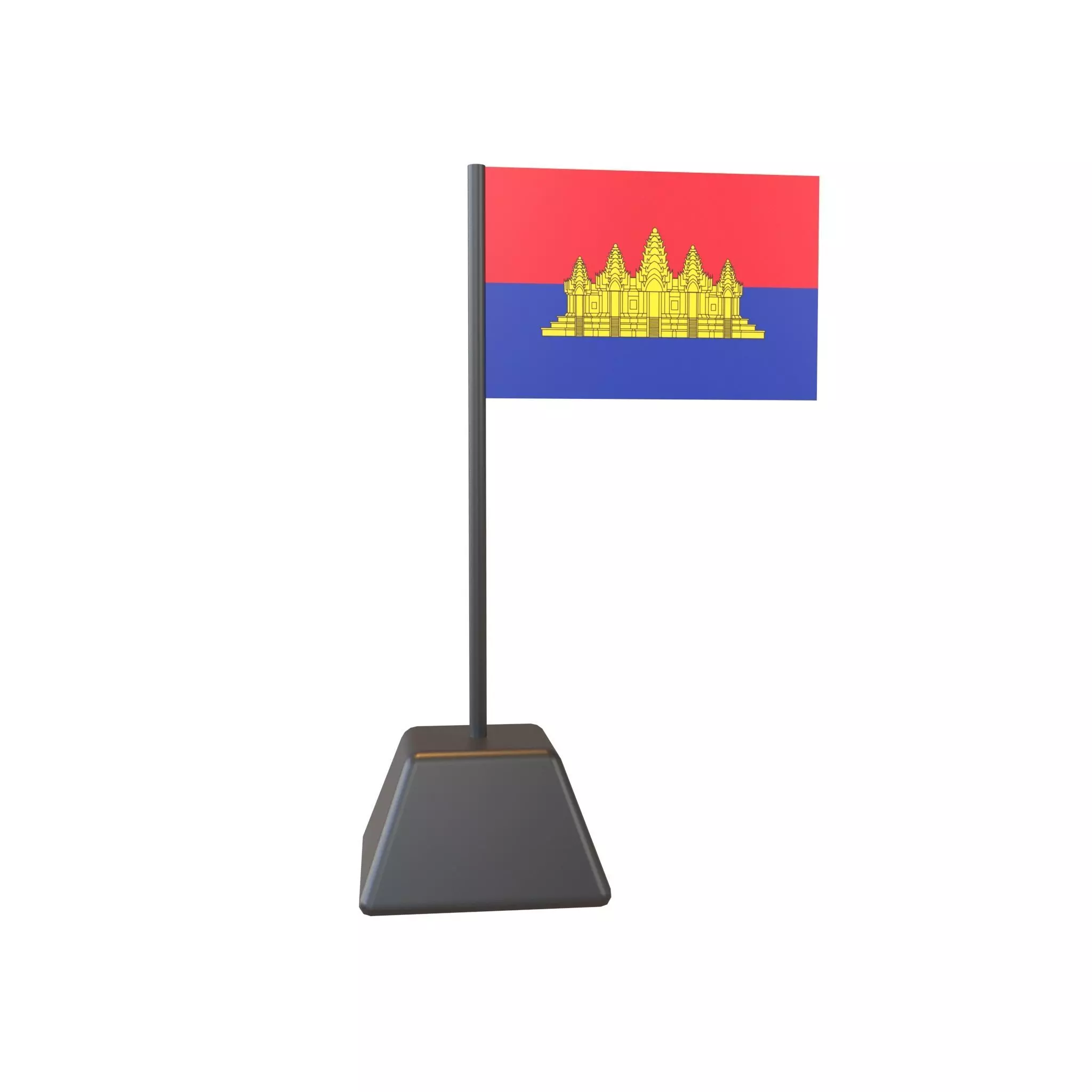 Flag of the State of Cambodia v1 001 Low-poly 3D model_0