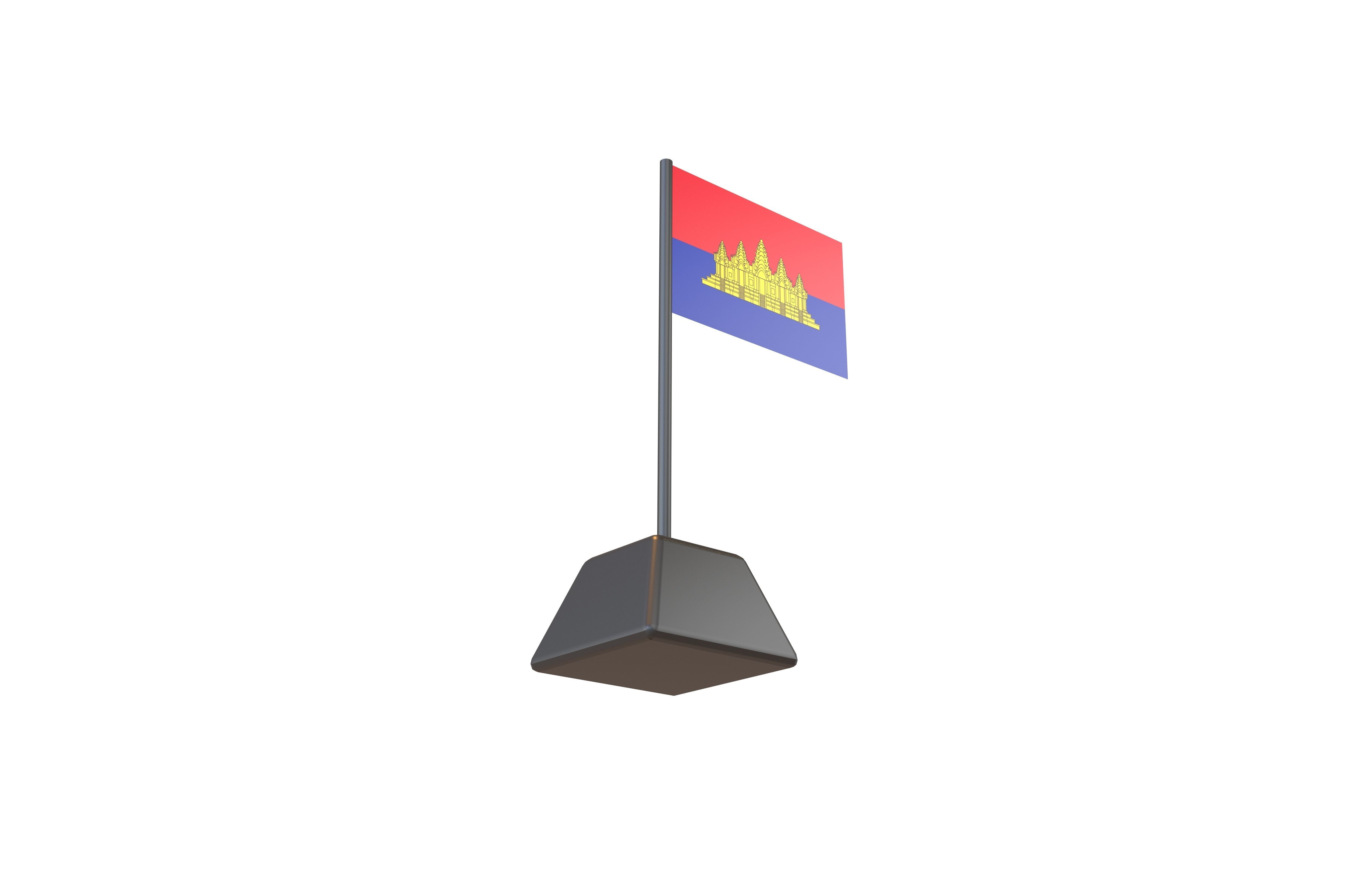 Flag of the State of Cambodia v1 001 Low-poly 3D model_3