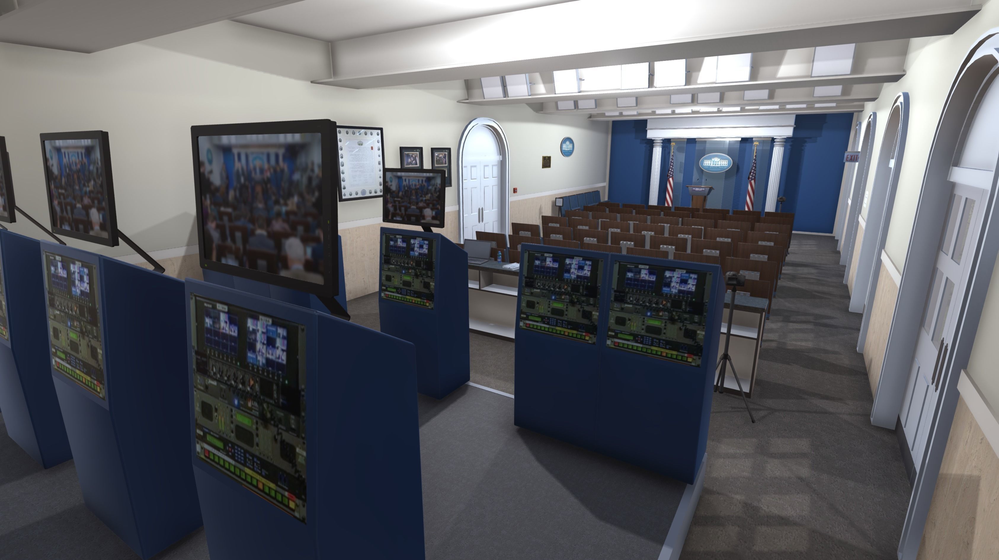 White House Briefing room Low-poly 3D model_11