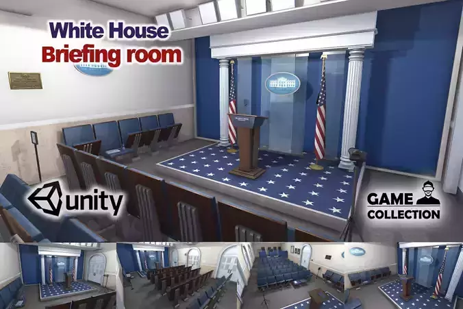 White House Briefing room Low-poly 3D model