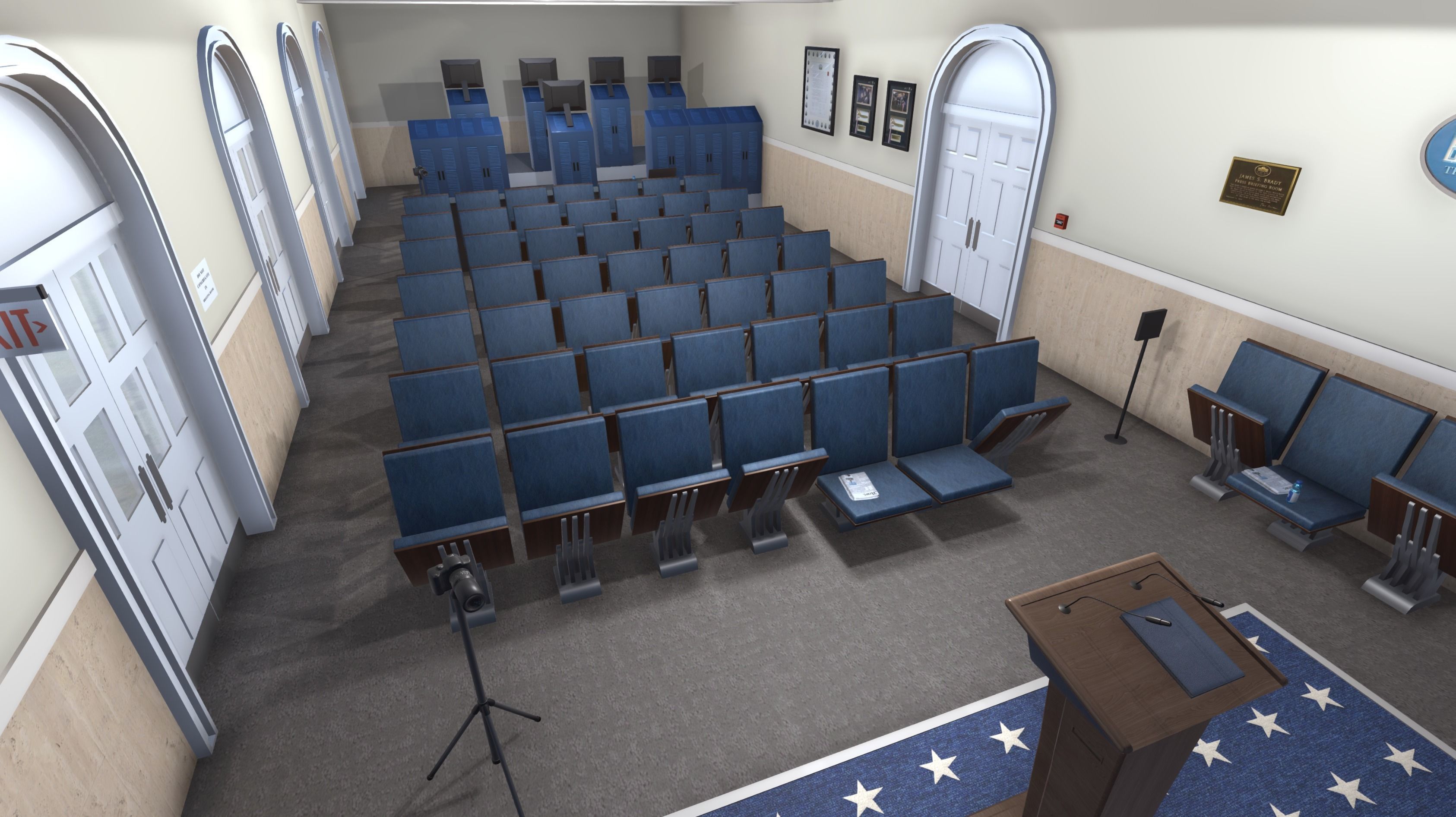 White House Briefing room Low-poly 3D model_6