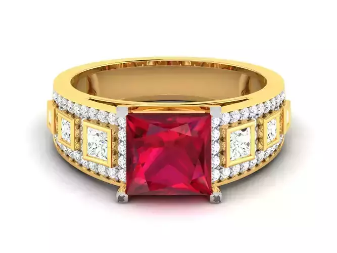 Women Solitaire Princess Ring 3dm stl Render Detail