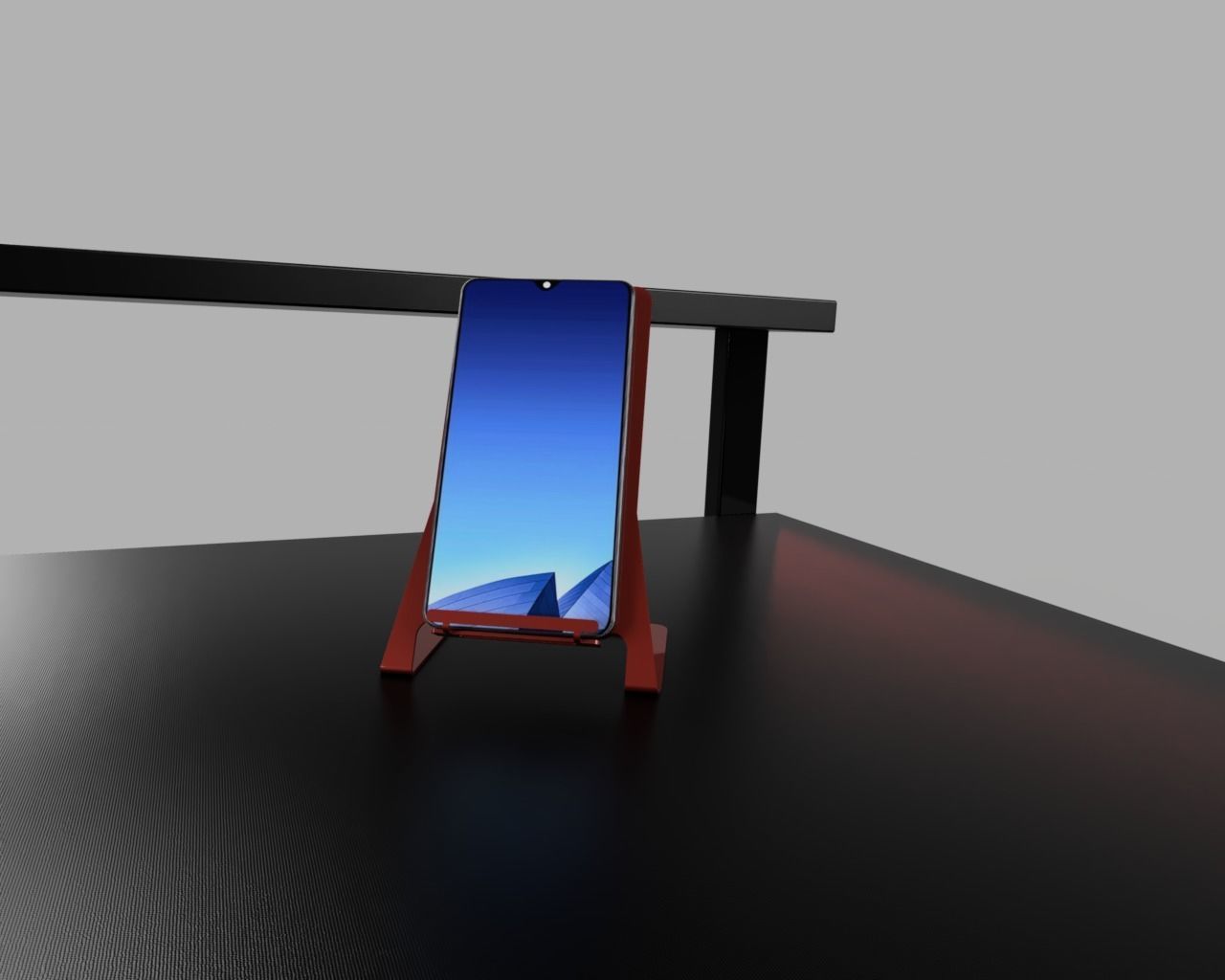 Modern sheet metal phone holder 3D model_5