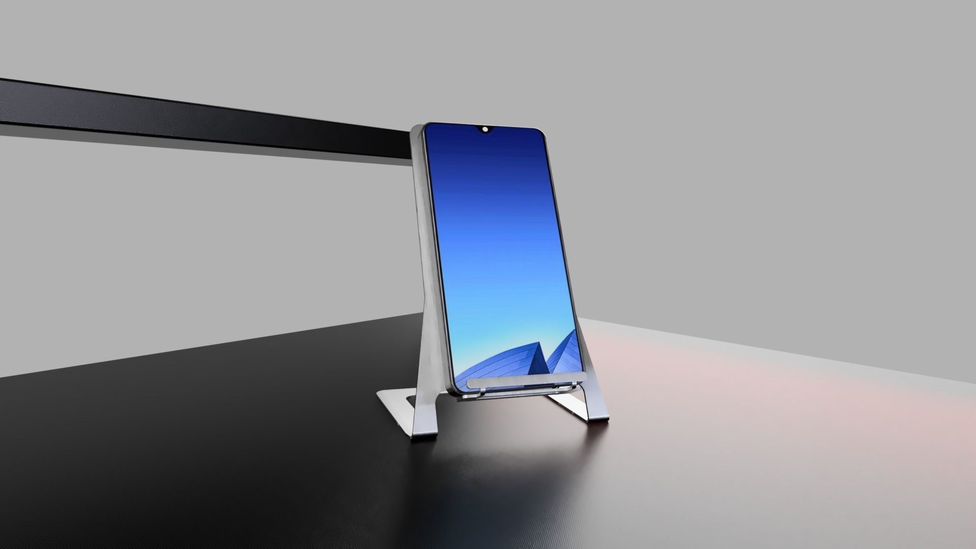 Modern sheet metal phone holder 3D model_2