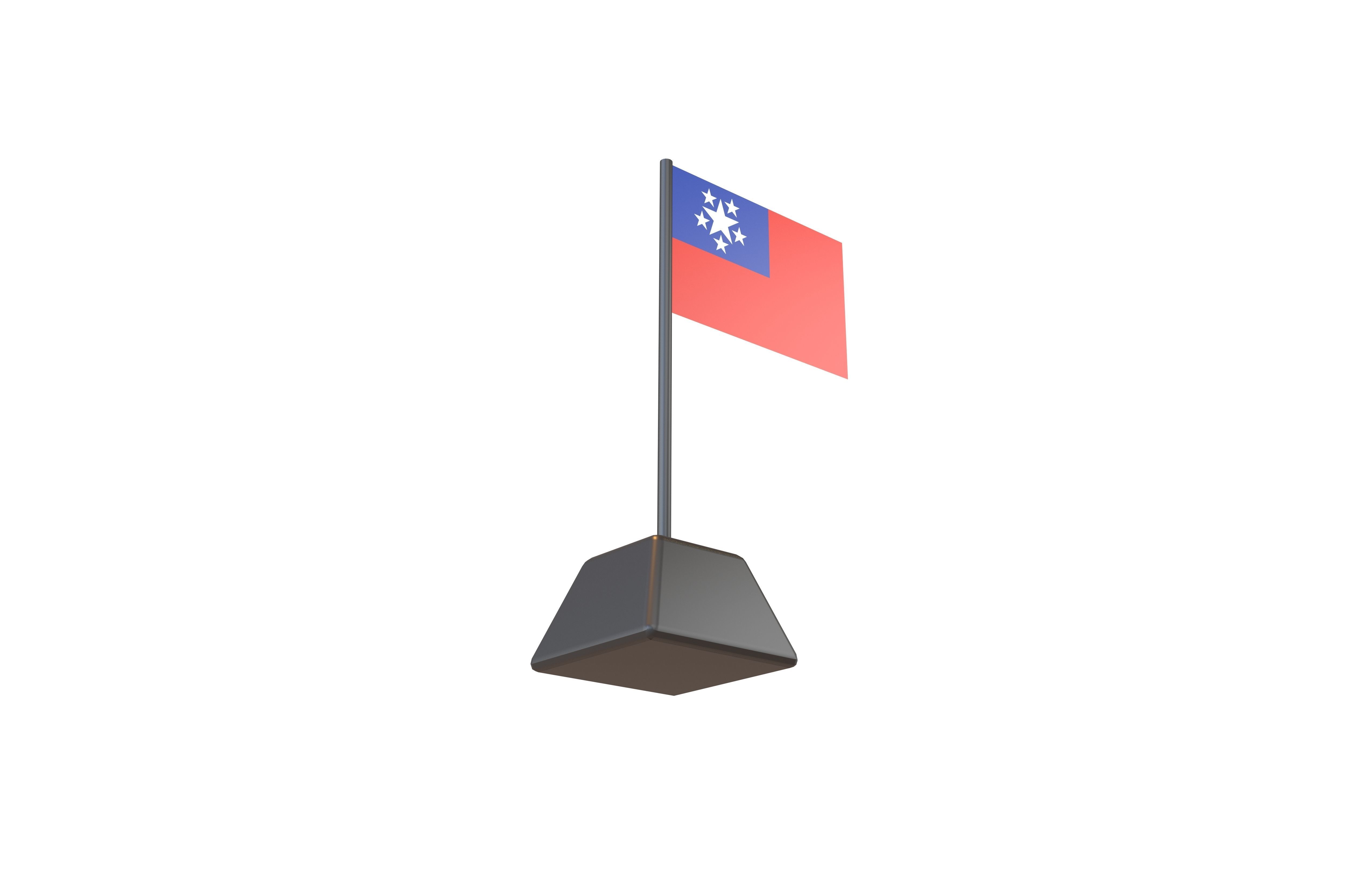 Flag of Burma 1948 v1 001 Low-poly 3D model_2