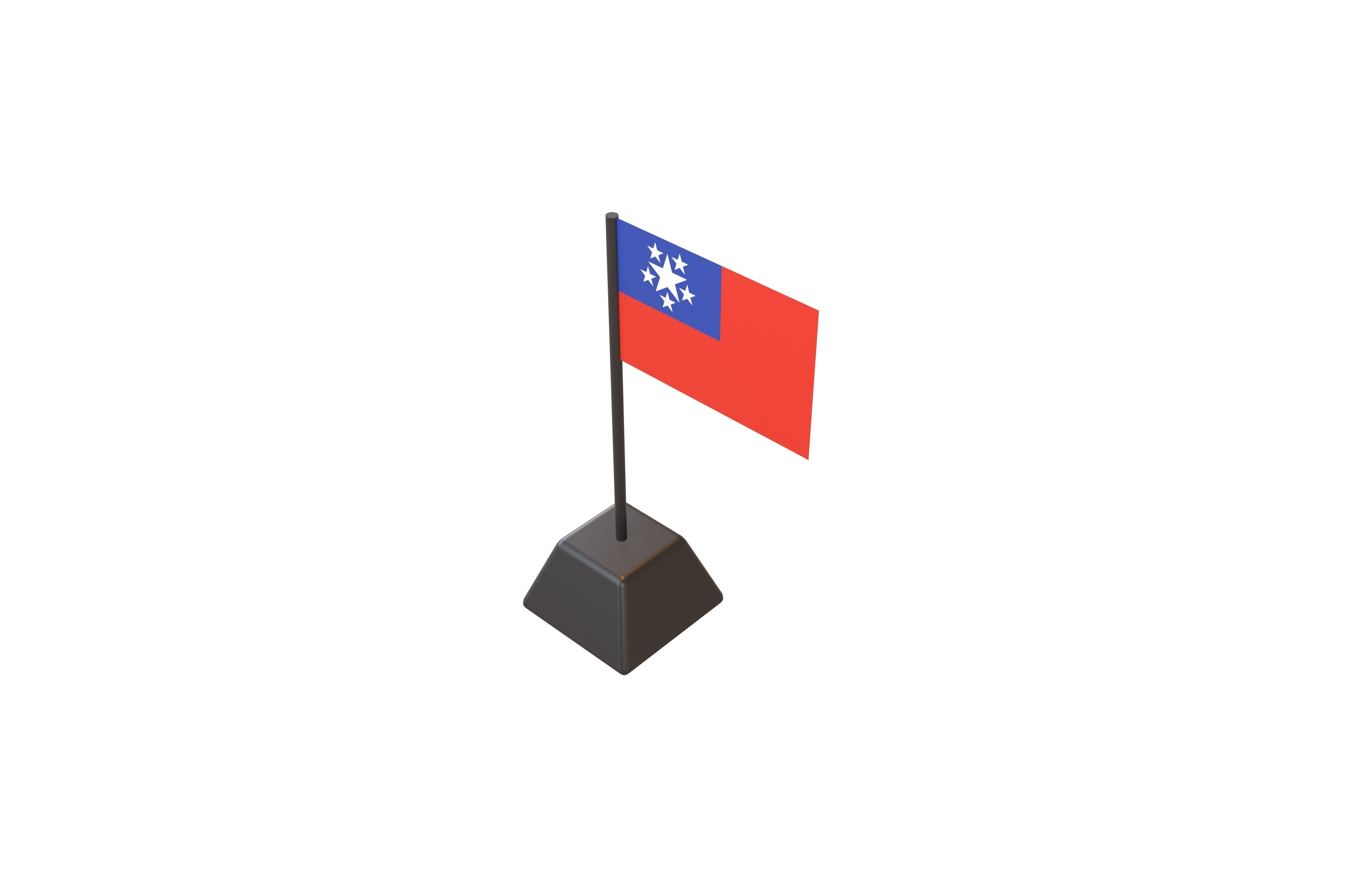 Flag of Burma 1948 v1 001 Low-poly 3D model_3