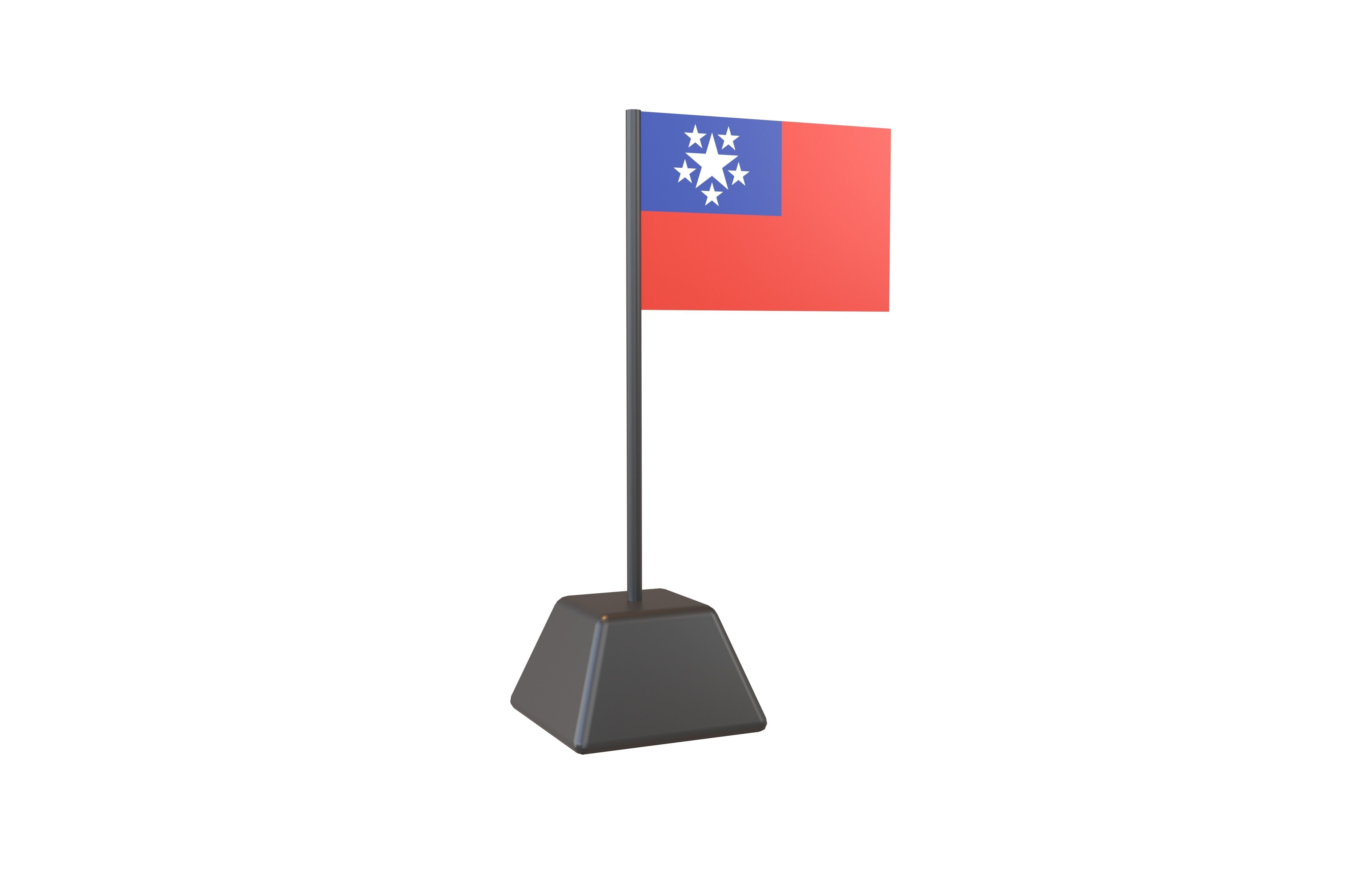 Flag of Burma 1948 v1 001 Low-poly 3D model_1