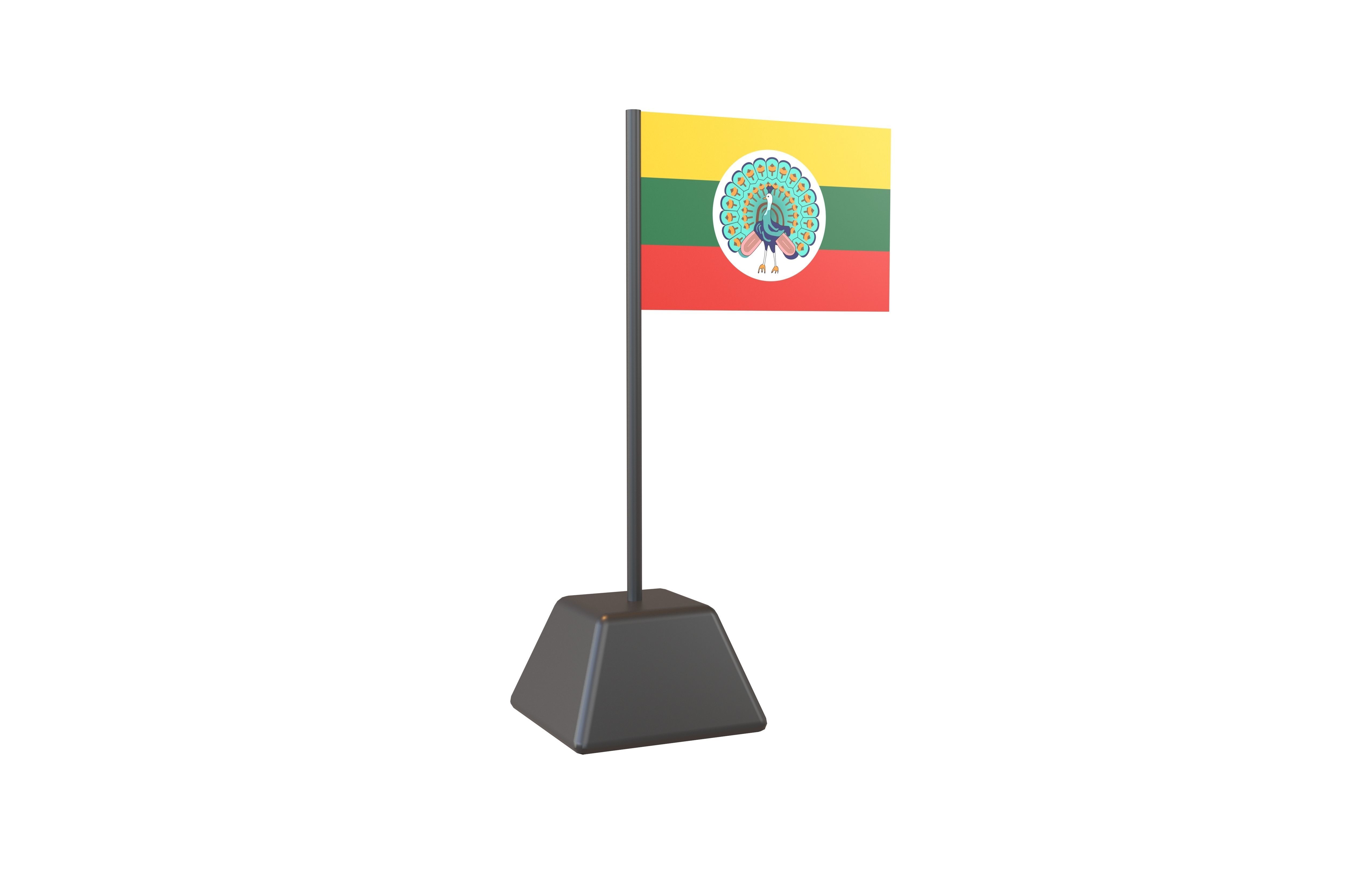 Flag of the State of Burma 1943 v1 001 Low-poly 3D model_1