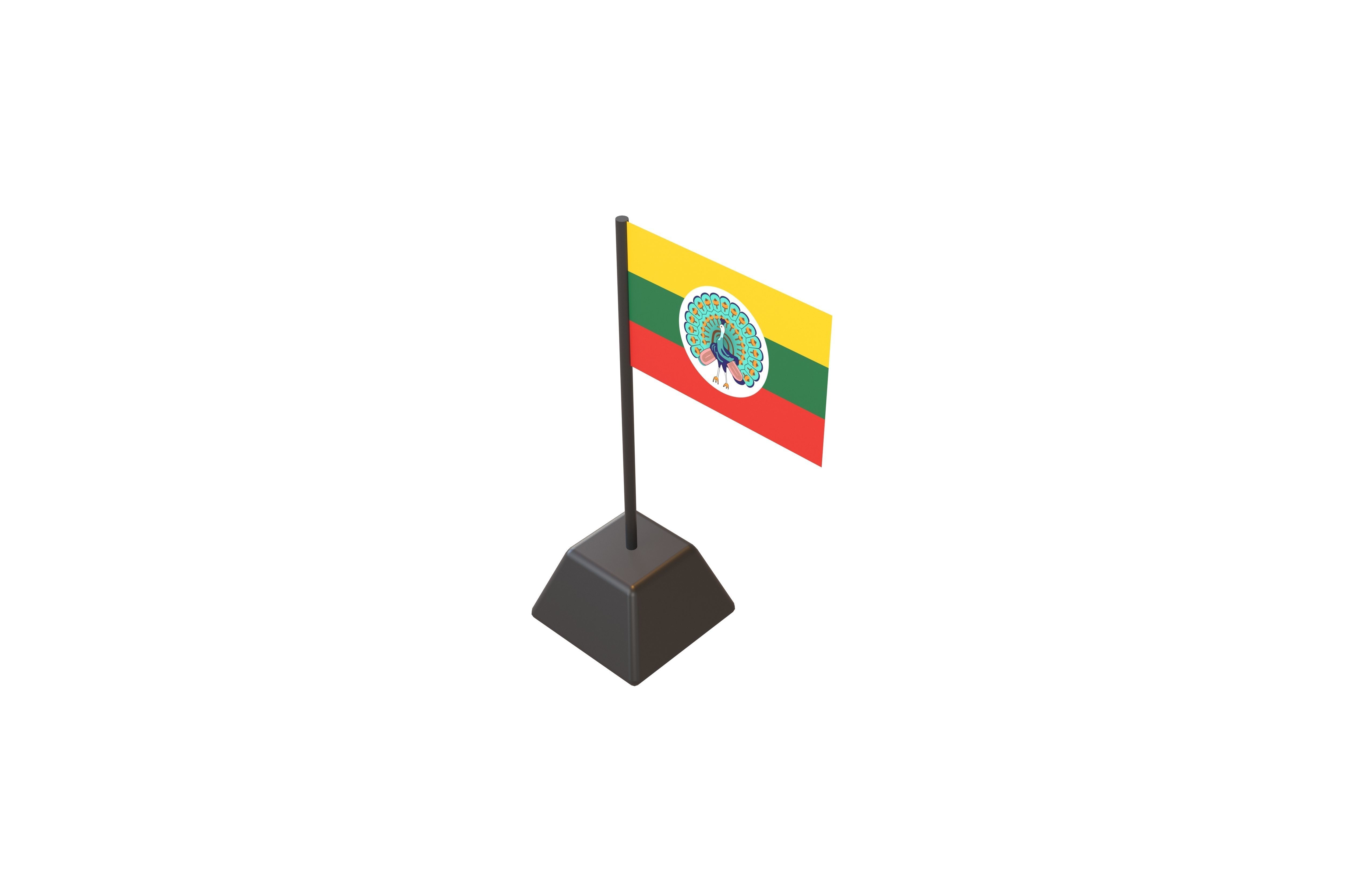 Flag of the State of Burma 1943 v1 001 Low-poly 3D model_2