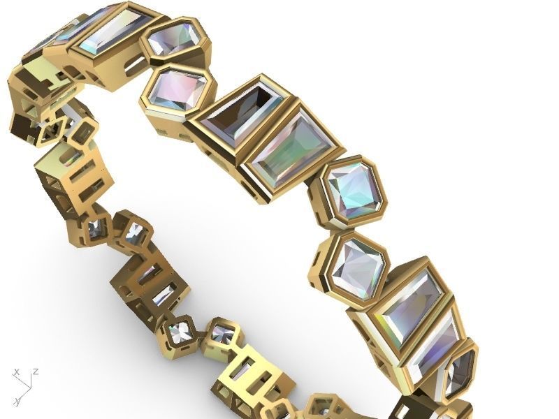 radiant tapered baguette eternity ring stl verified  3D print model_1