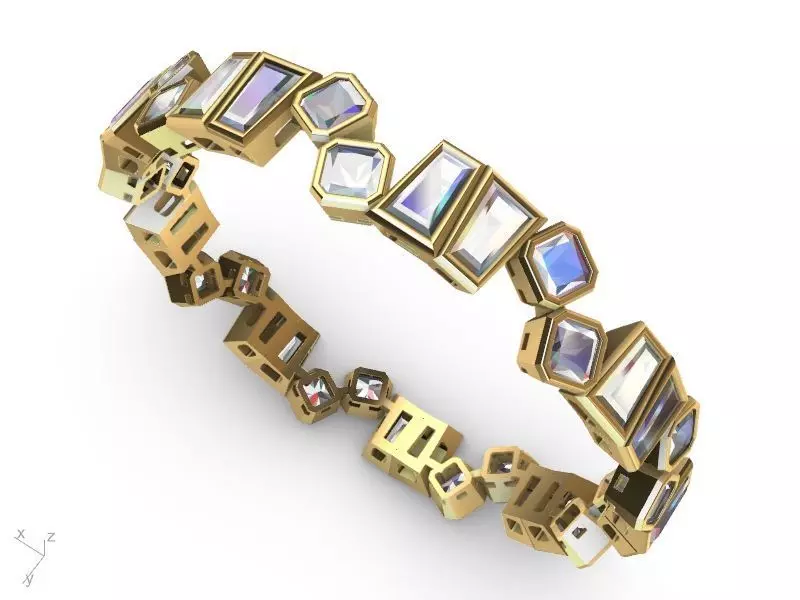 radiant tapered baguette eternity ring stl verified  3D print model_0