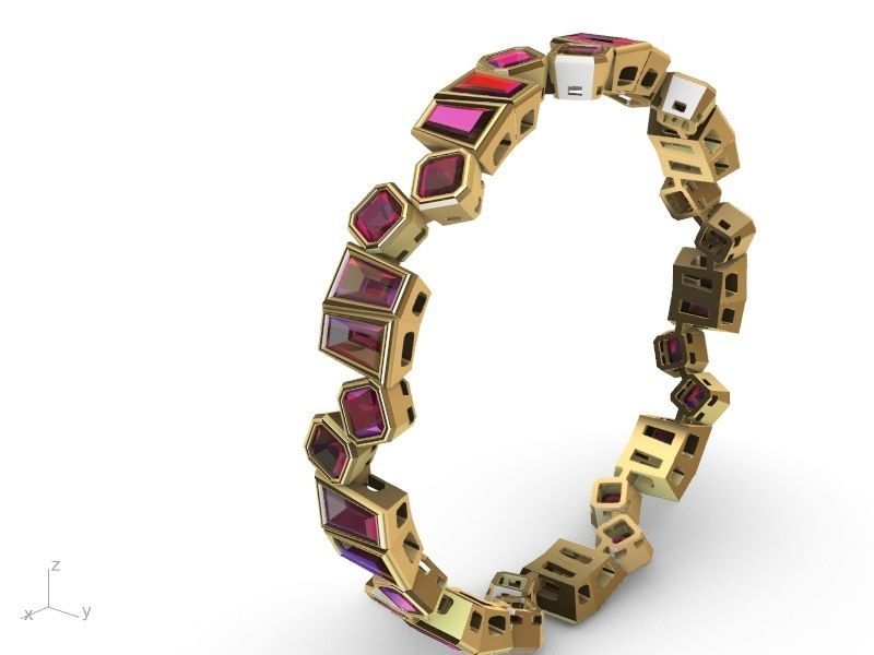 radiant tapered baguette eternity ring stl verified  3D print model_15